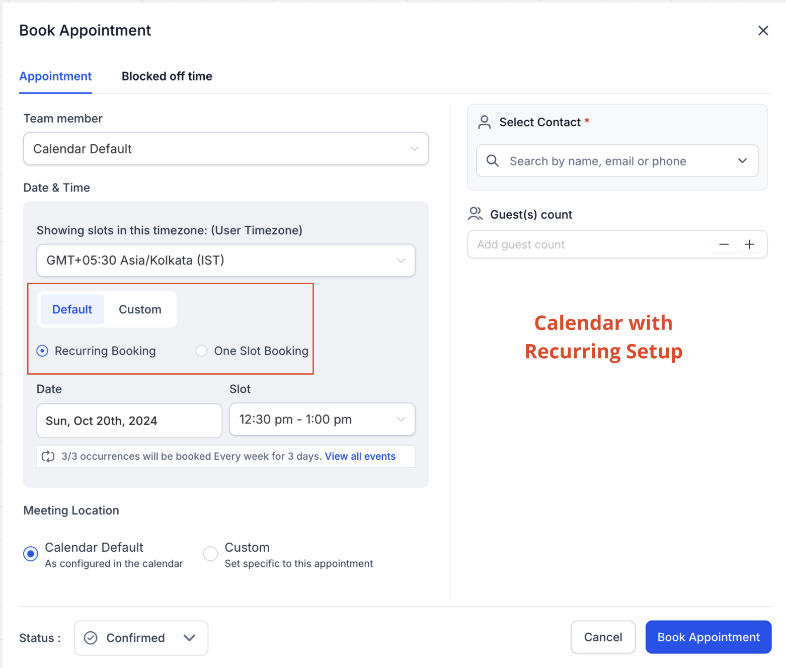 Creating Recurring Appointments via the In-App Appointment Modal
