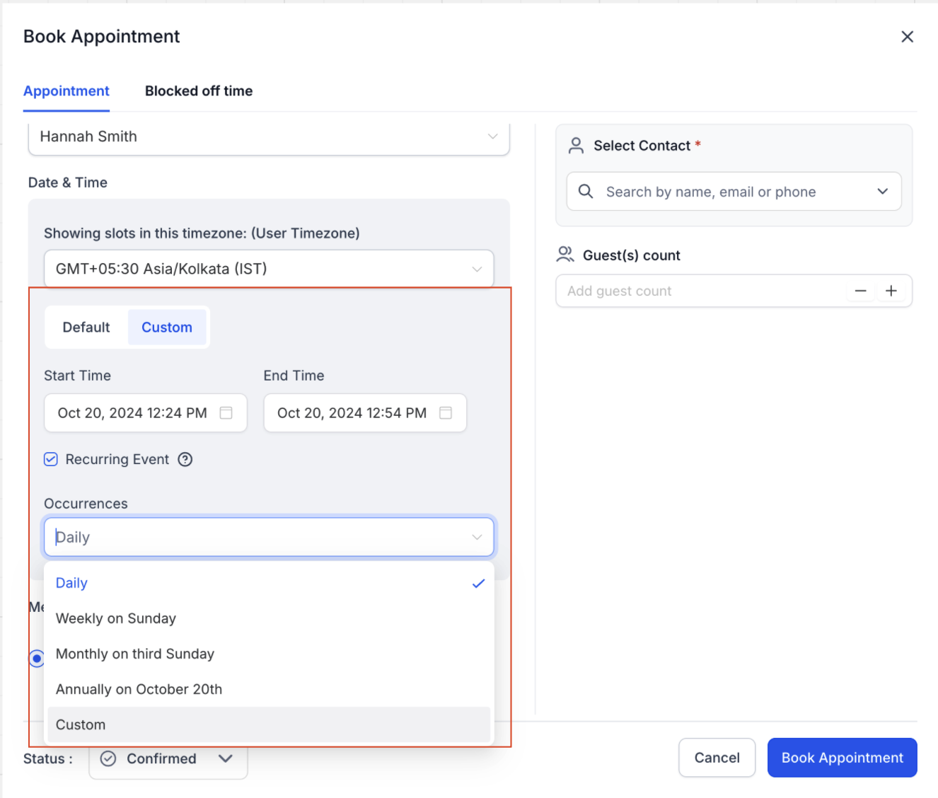 Recurring Appointments – Steps to Create a Recurring Appointment