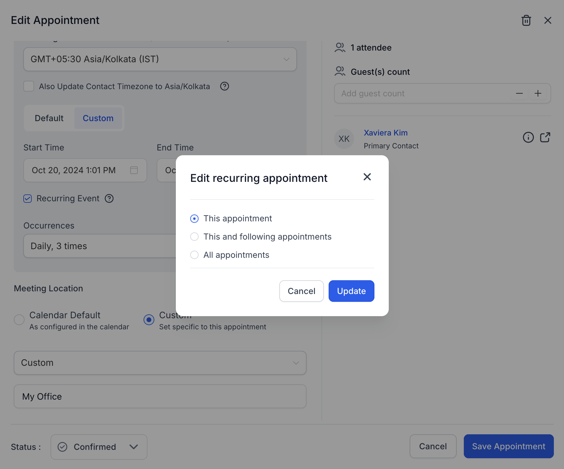 Recurring Appointments – Steps to Create a Recurring Appointment
