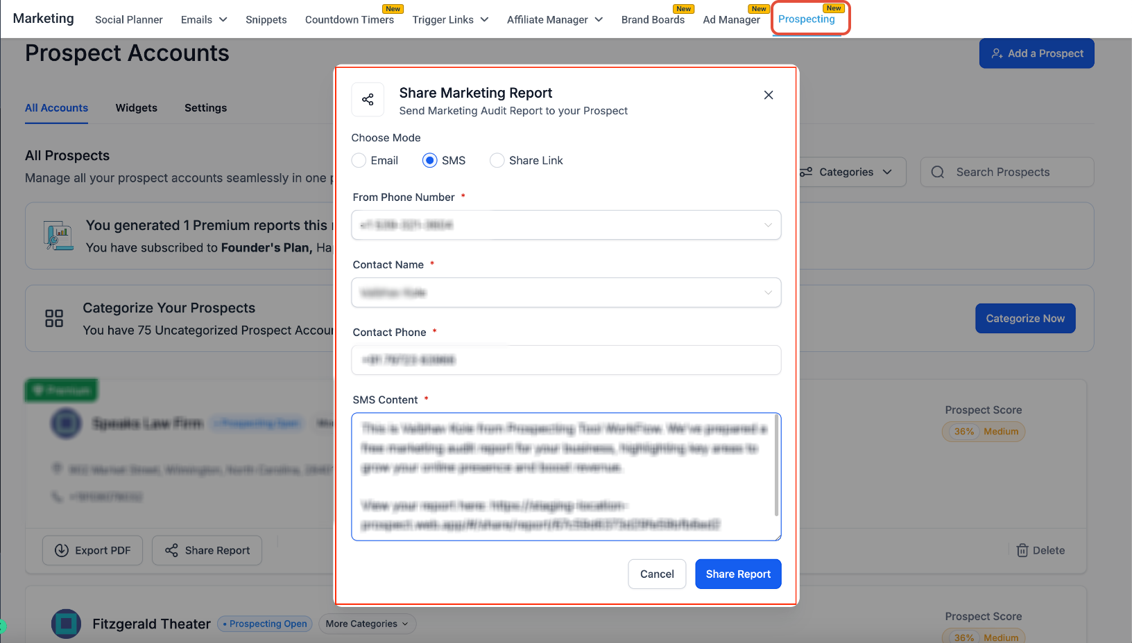 Send Marketing Audit Reports to Prospects (Email, SMS & Link Guide) – Send the Report via SMS