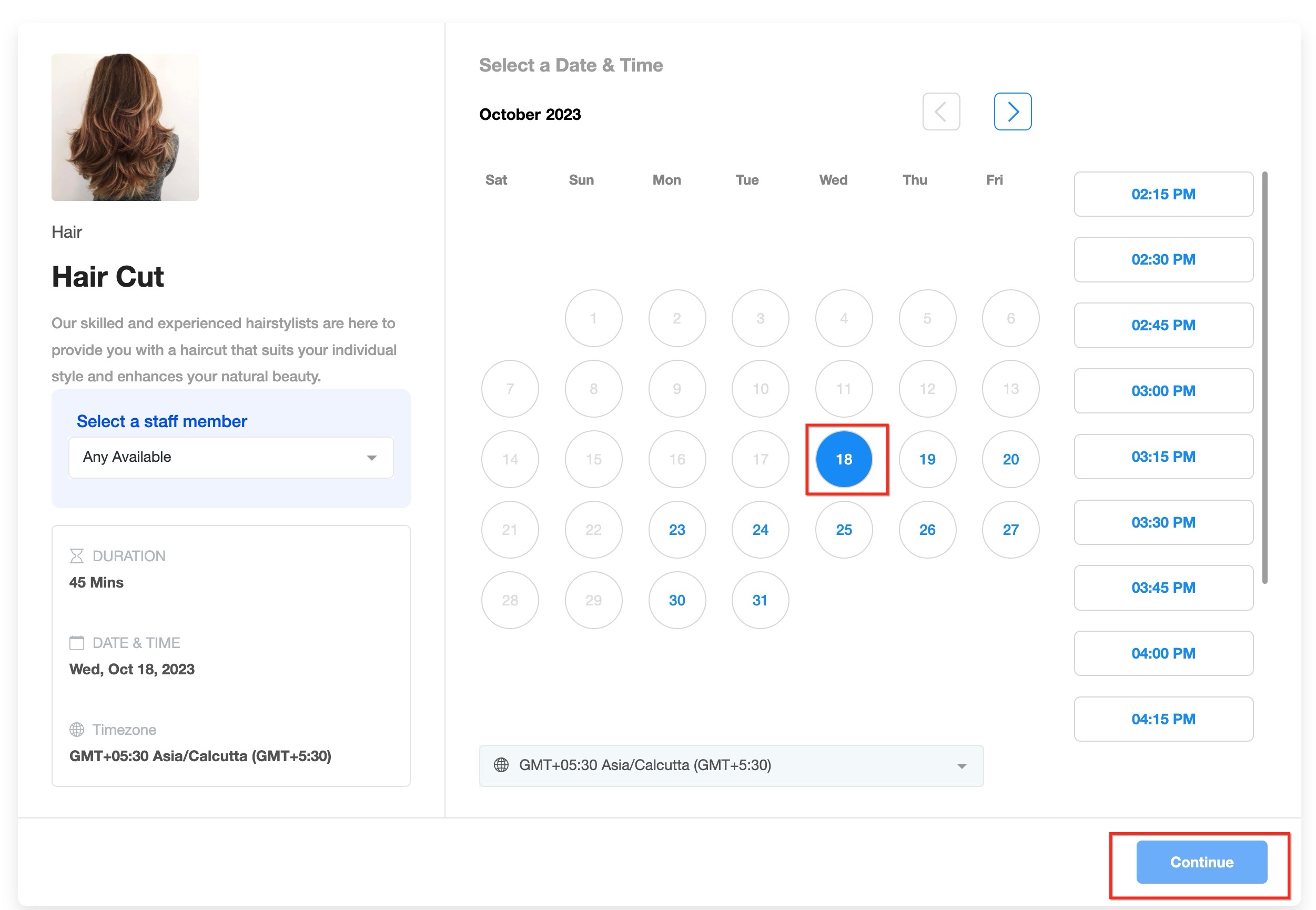 Service Calendar – Customer Booking Experience