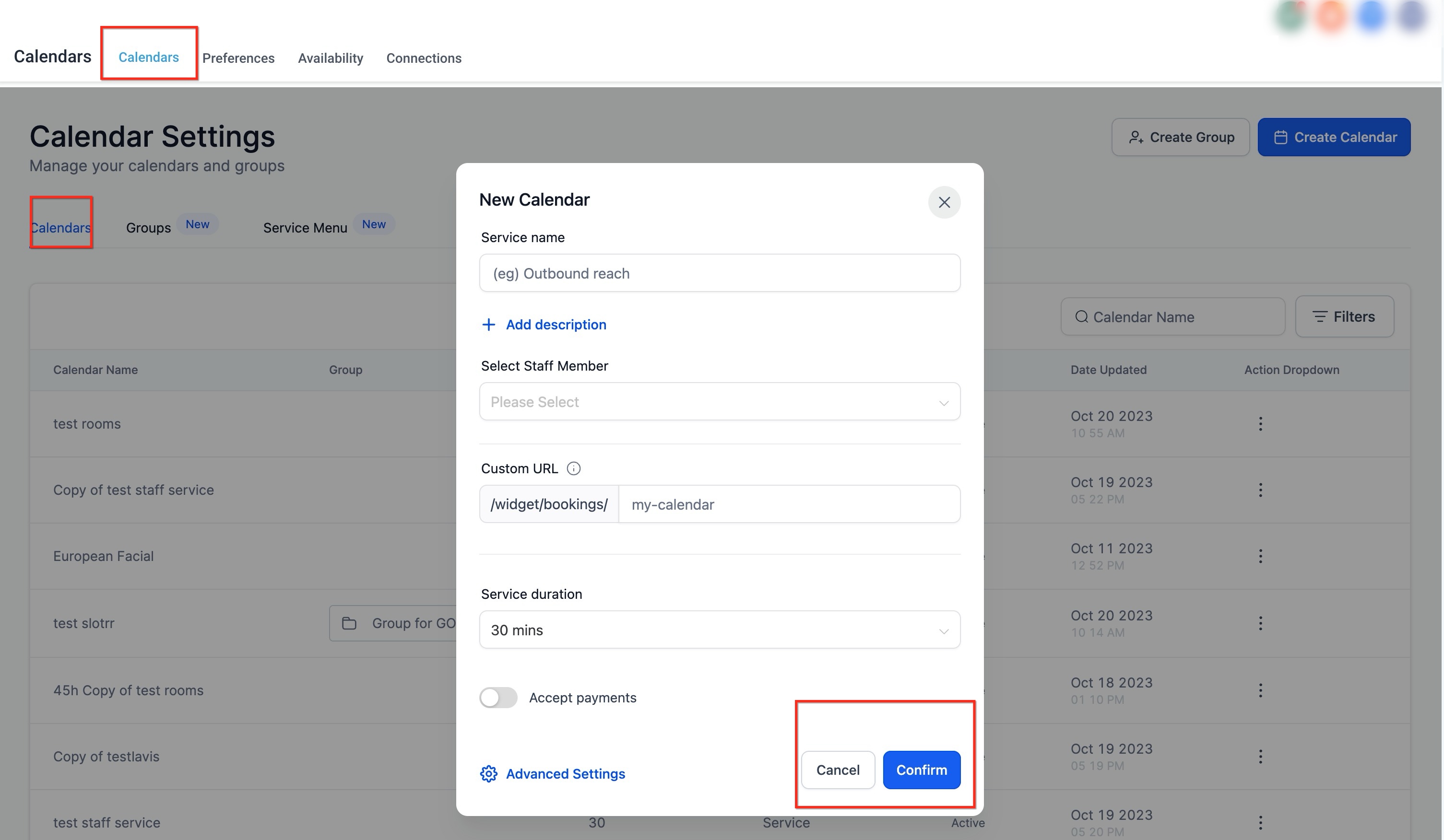 Service Calendar – Defining Core Service Information