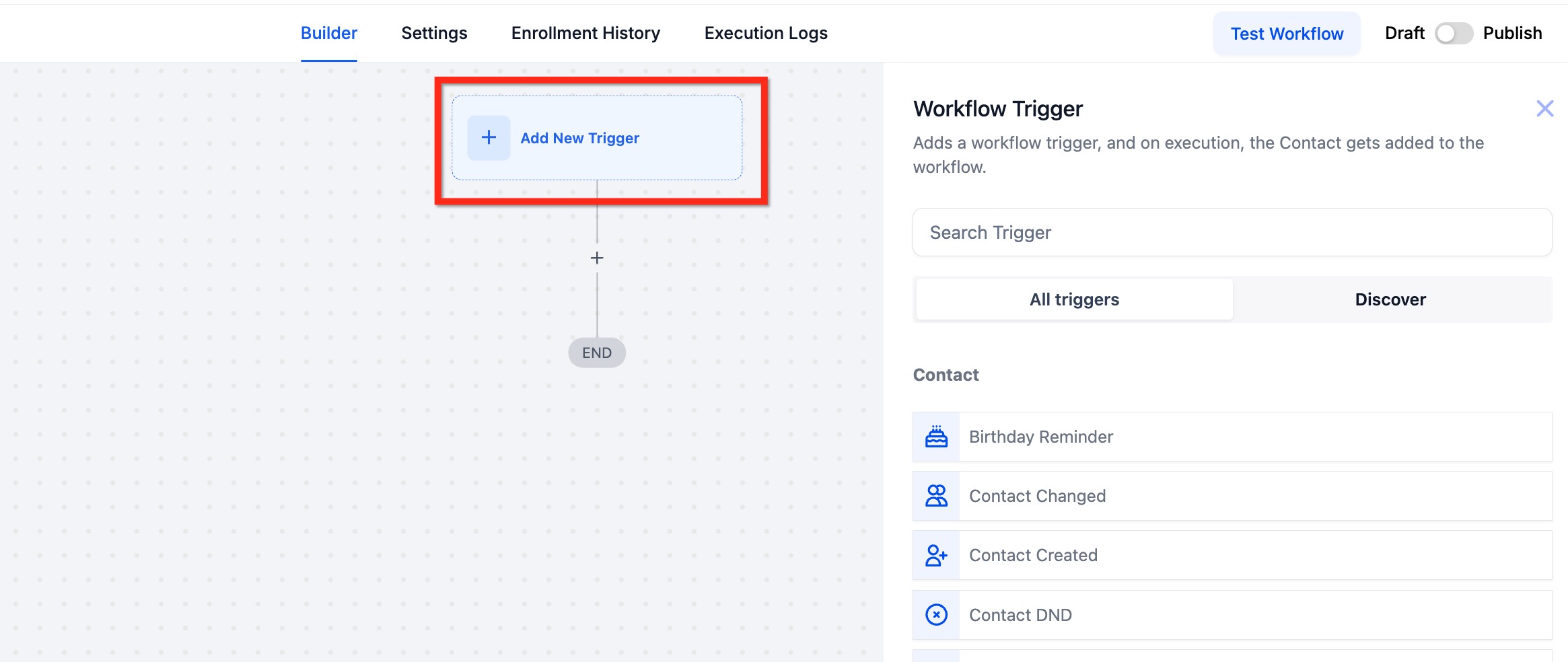 Set Up Automatic Recurring Invoices Step-by-Step – Click Create Workflow to start building a new automation.