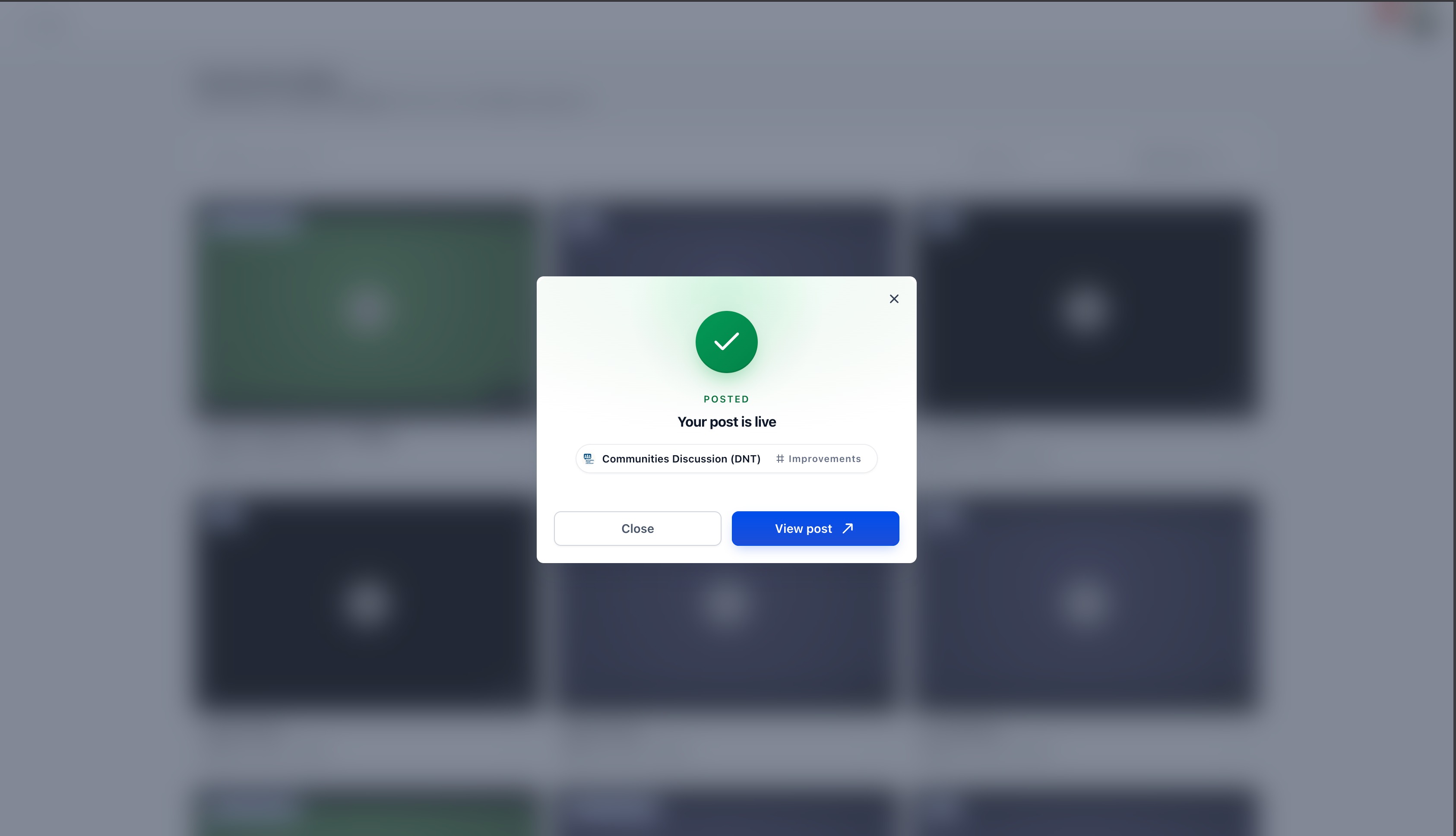 Share Meeting Recordings as Community Posts – Confirmation after publishing a meeting recording as a Community post