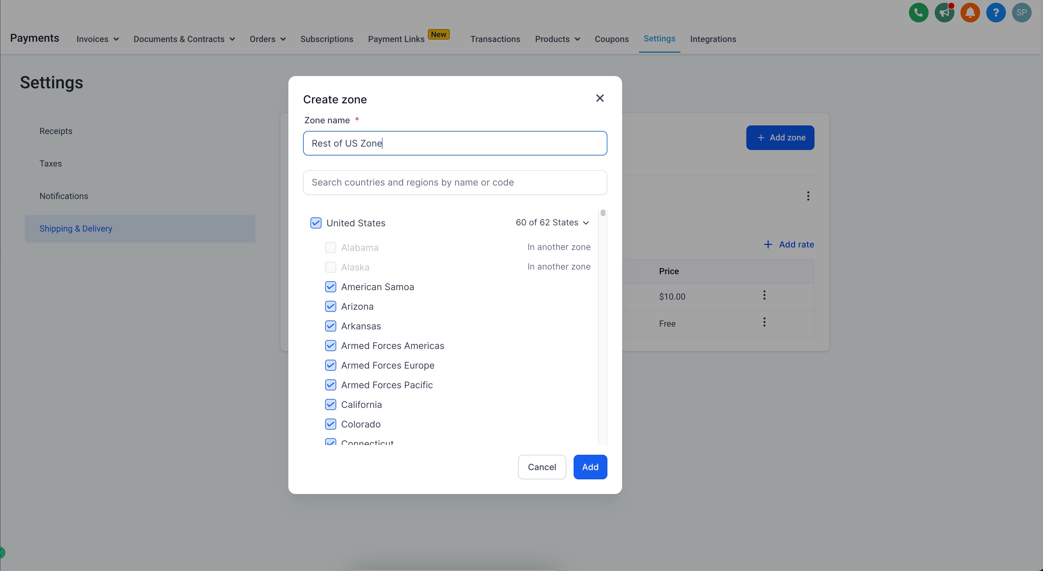 Shipping and Delivery rates for Ecommerce Stores – Steps to Create a Shipping Zone: