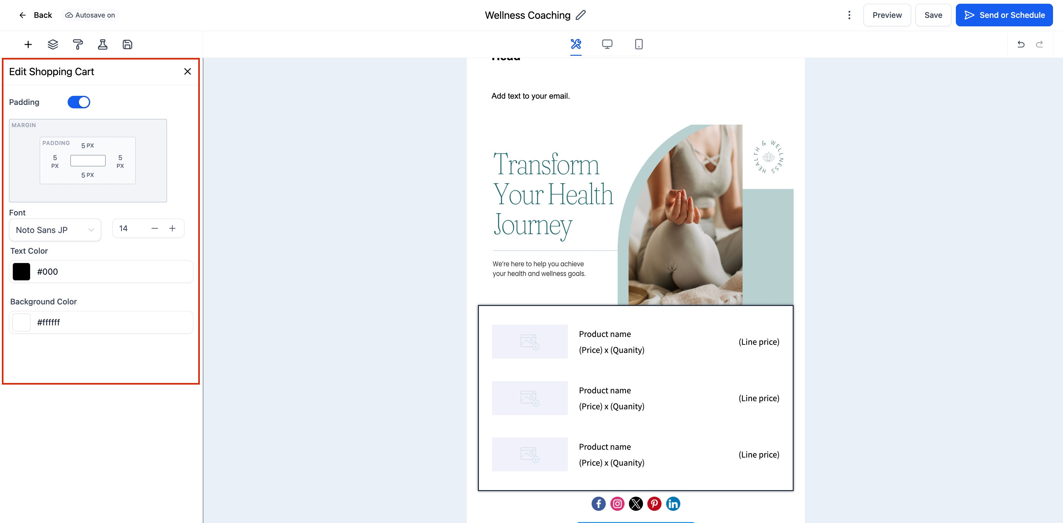 Shopping Cart Element in Email Builder – How To Setup the Shopping Cart Element