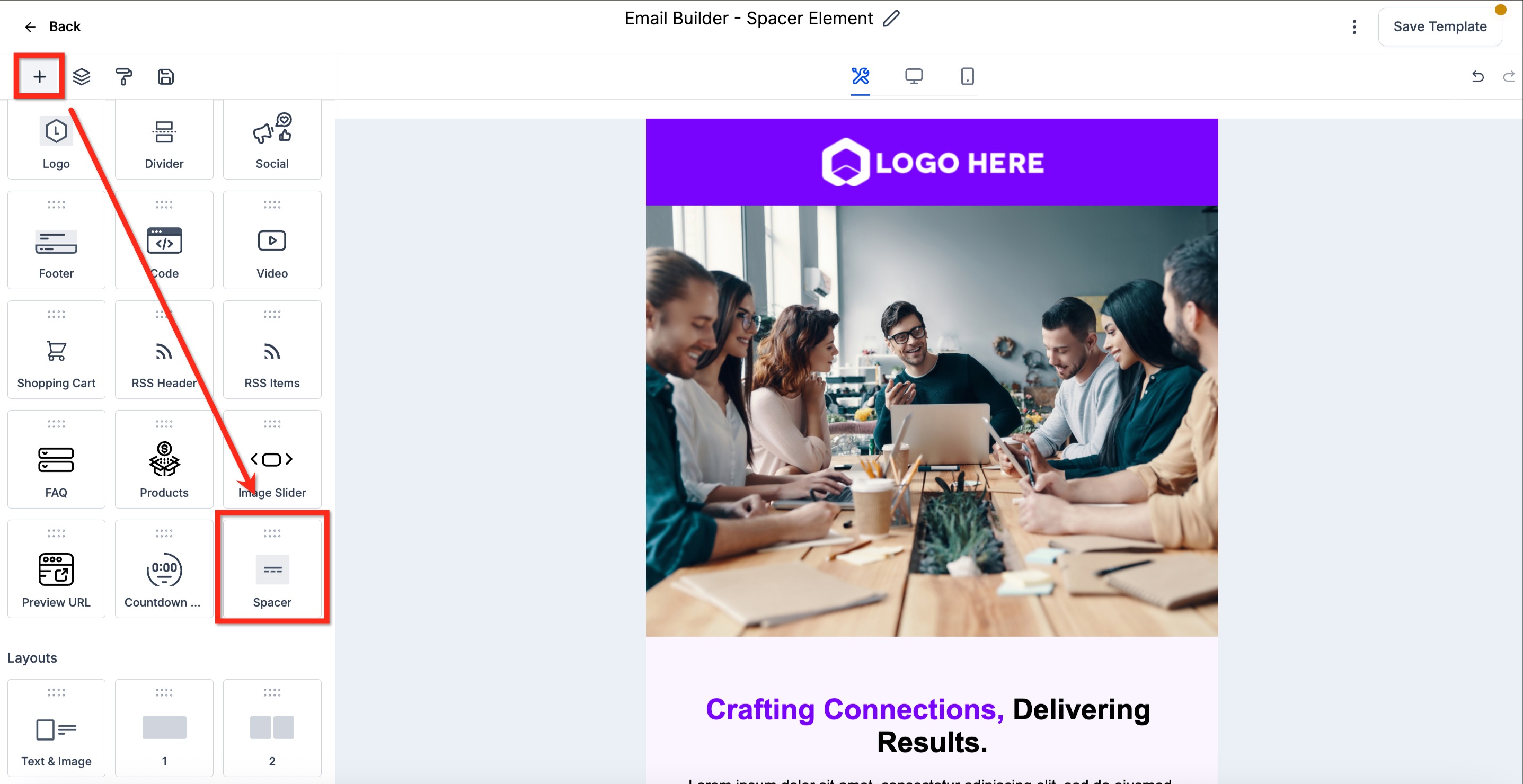 Spacer Element in Email Builder – How To Setup the Spacer Element
