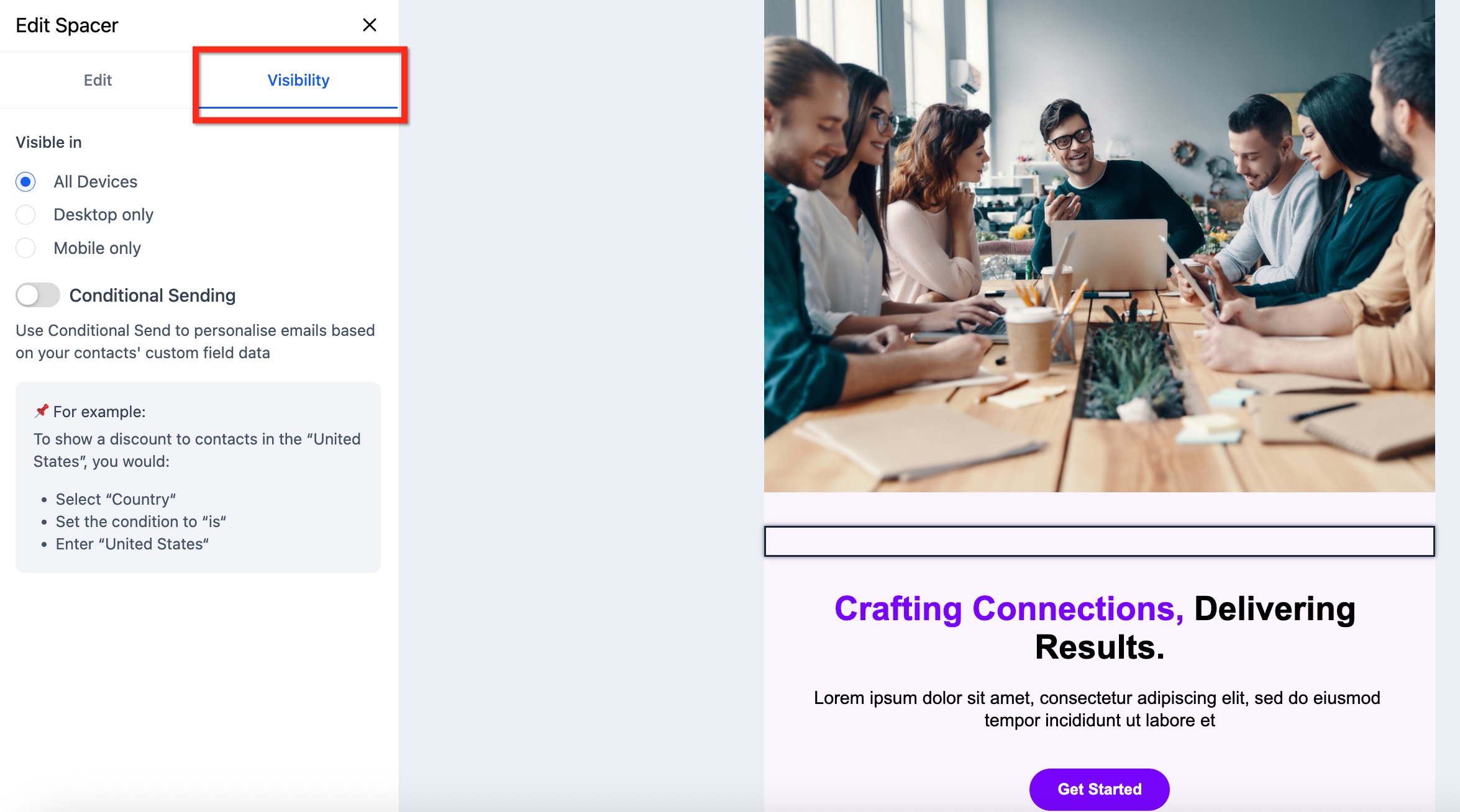 Spacer Element in Email Builder – How To Setup the Spacer Element