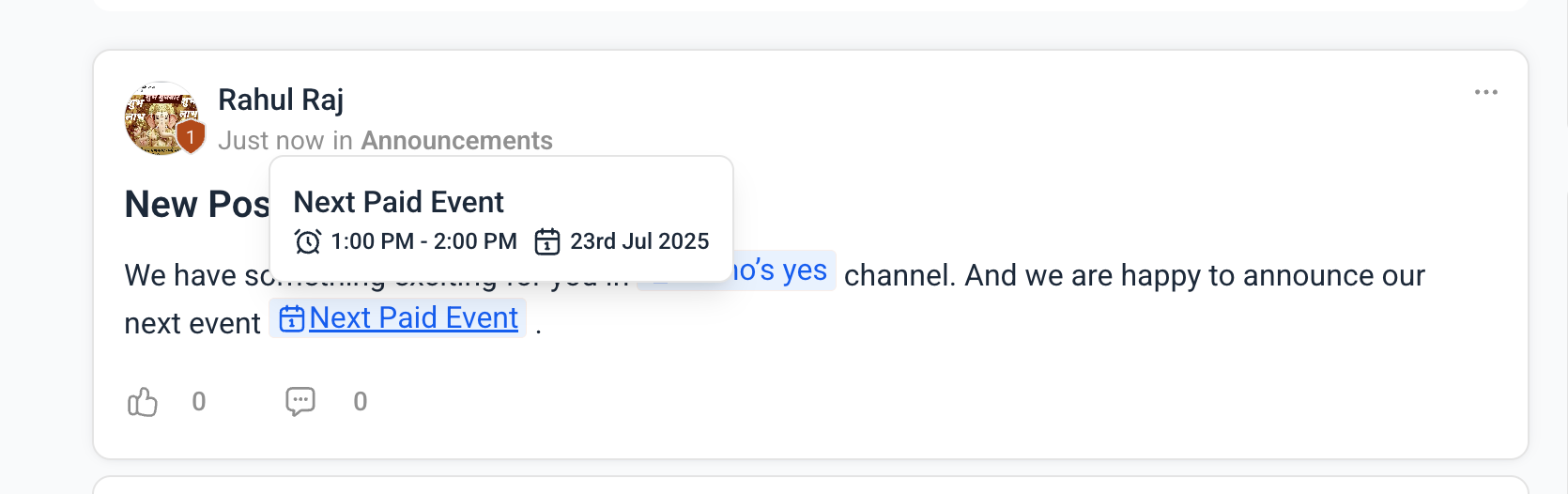 Tag Channels and Events in Community Posts – How to Tag Channels and Events