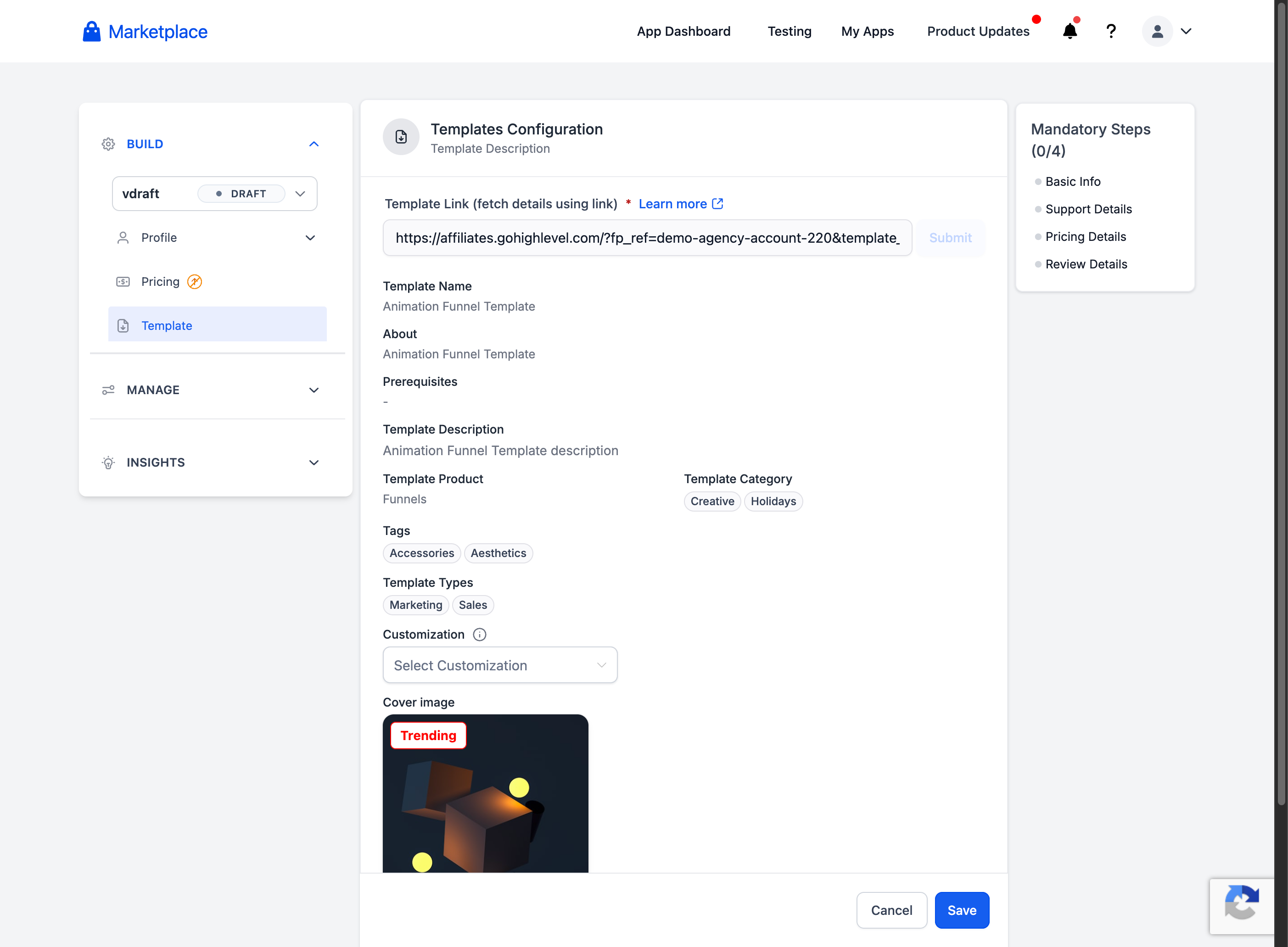 Template Library Marketplace Integration – Sell Templates on Marketplace