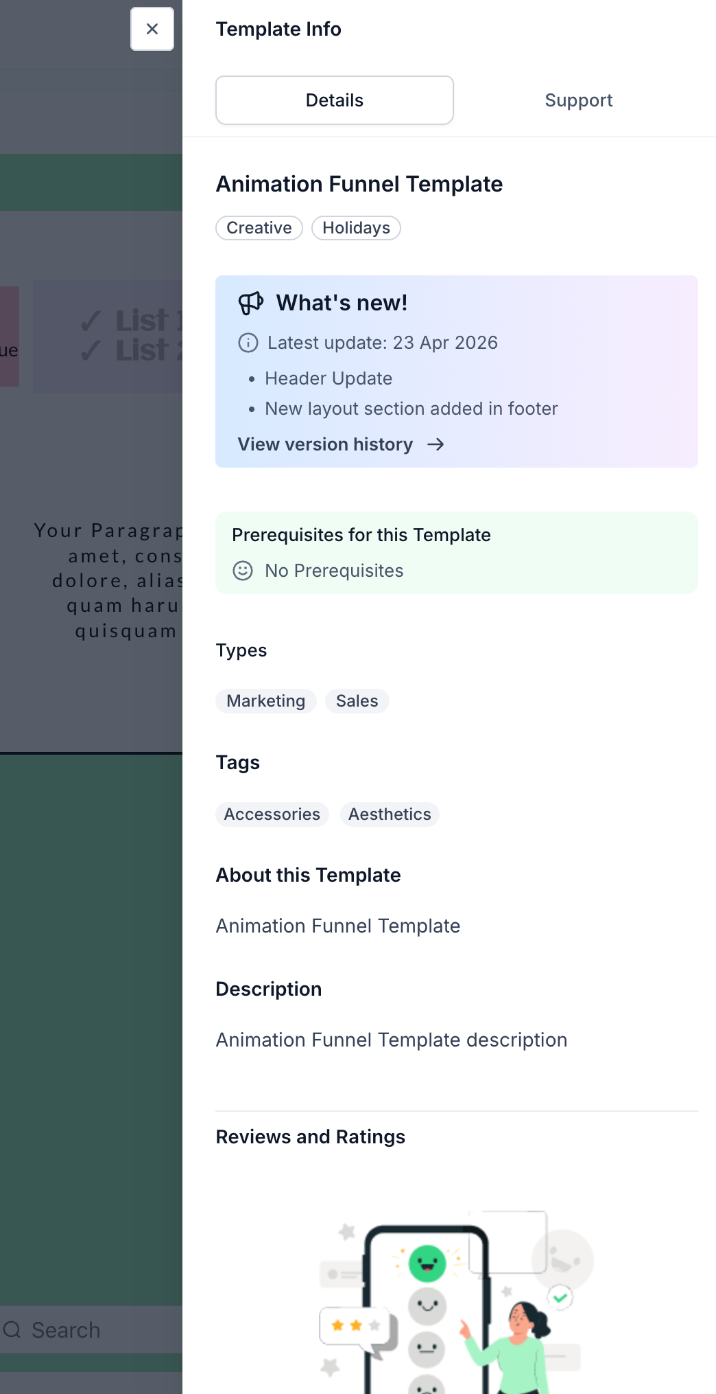 Template Library Marketplace Integration – Version Updates & Notifications