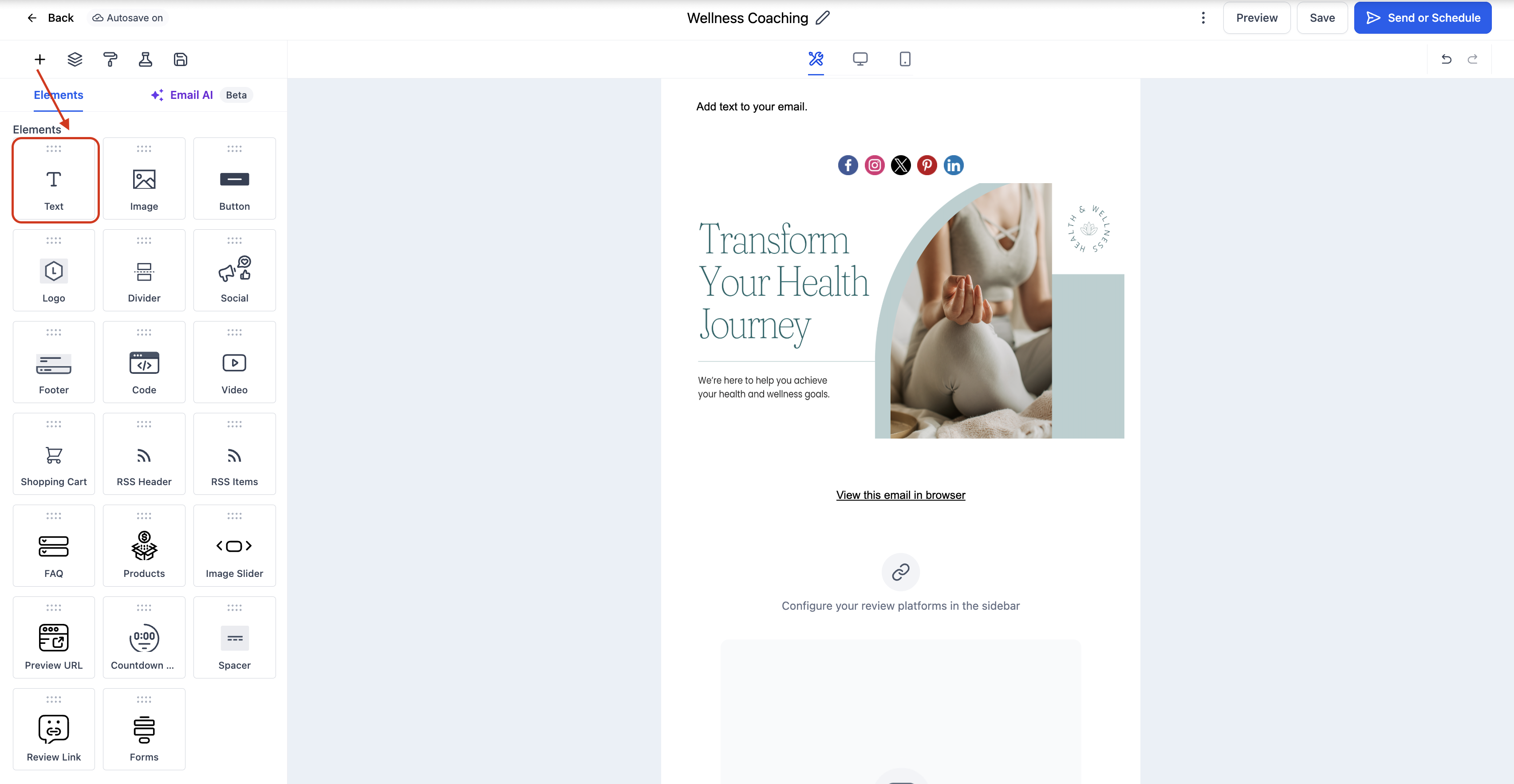 Text Element in Email Builder – How To Setup the Text Element