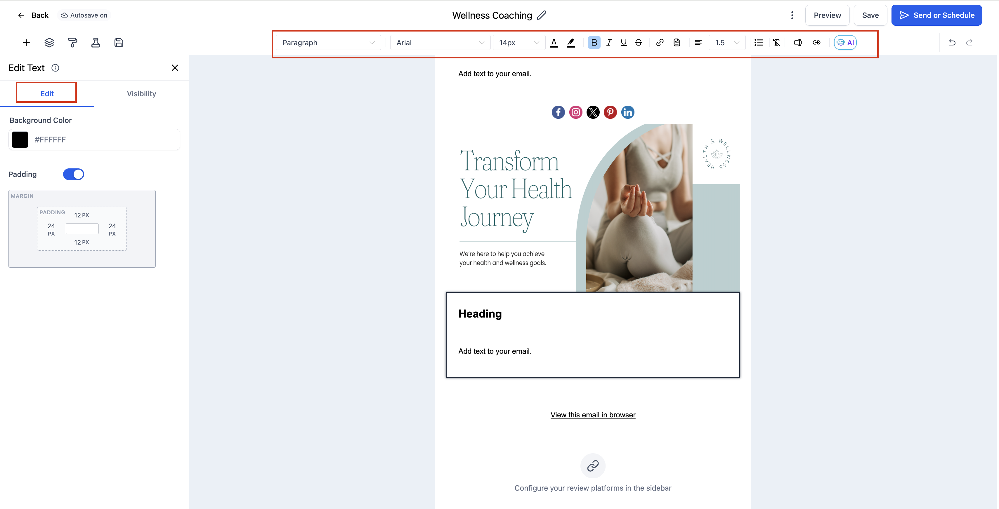 Text Element in Email Builder – How To Setup the Text Element