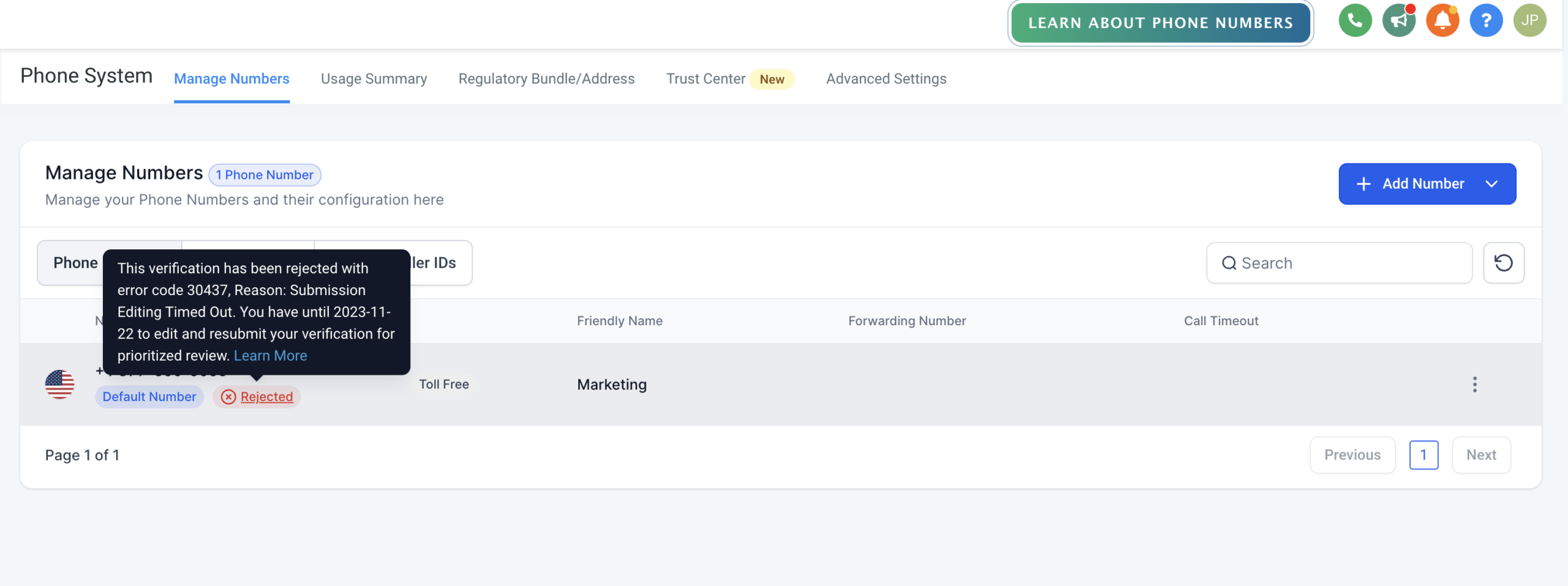 Toll-Free Verification Guide for LC – Phone (US/Canada) – Rejection Reason
