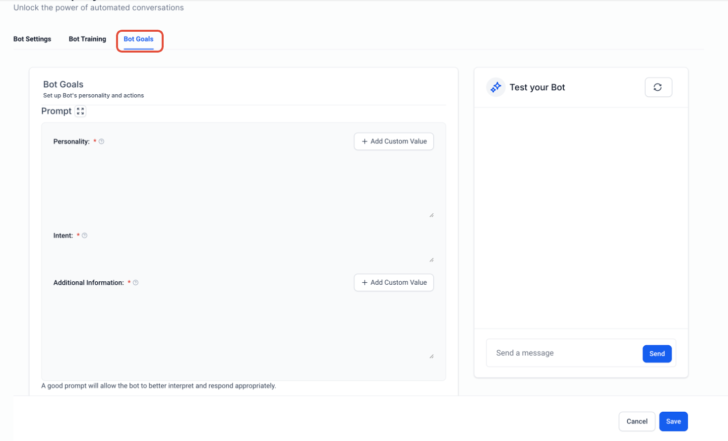Trigger a Workflow from AI Conversations (Bot Goals Guide) – Creating or Editing a Bot