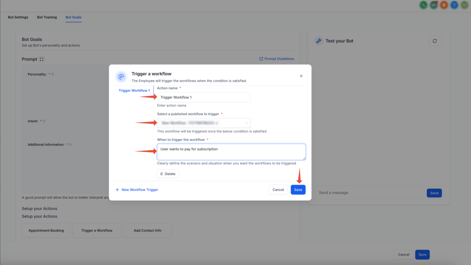 Trigger a Workflow from AI Conversations (Bot Goals Guide) – Understanding Trigger Conditions