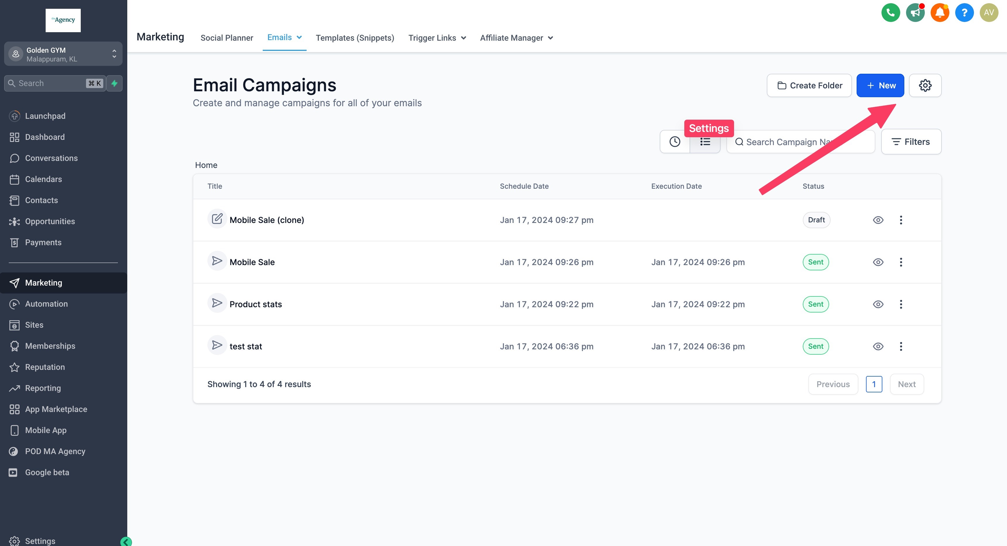 Understanding Conversion Metrics for Tracking Email Campaigns – Go to "Marketing" > "Emails" > "Campaigns."