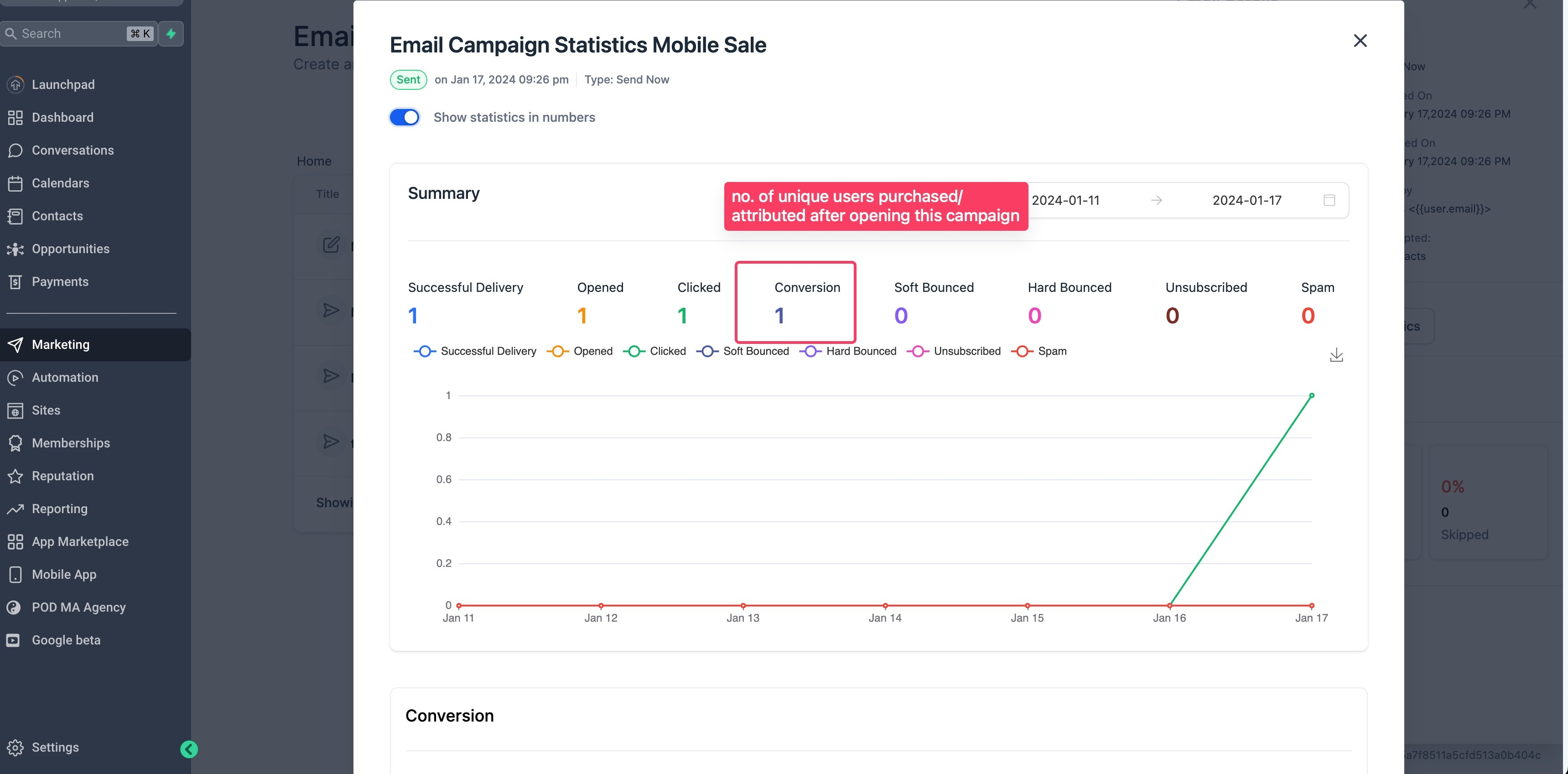 Understanding Conversion Metrics for Tracking Email Campaigns – In the "Conversion" section, you'll see an overview of "Total Revenue Generated" as well as "Revenue per rece…