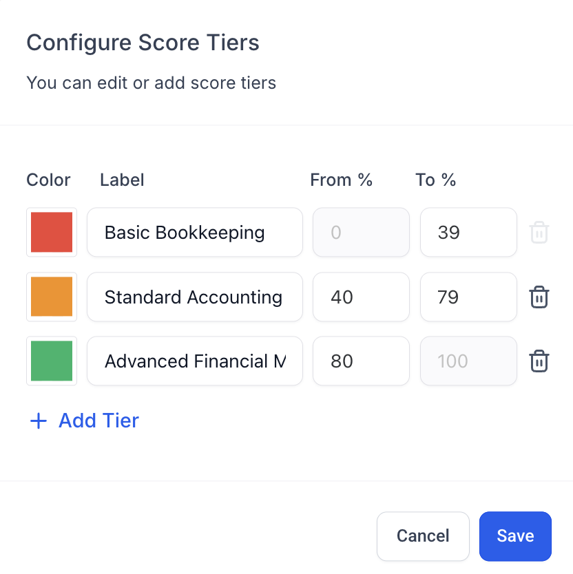 Understanding Score Tiers in Quizzes – Configuring a Score Tier