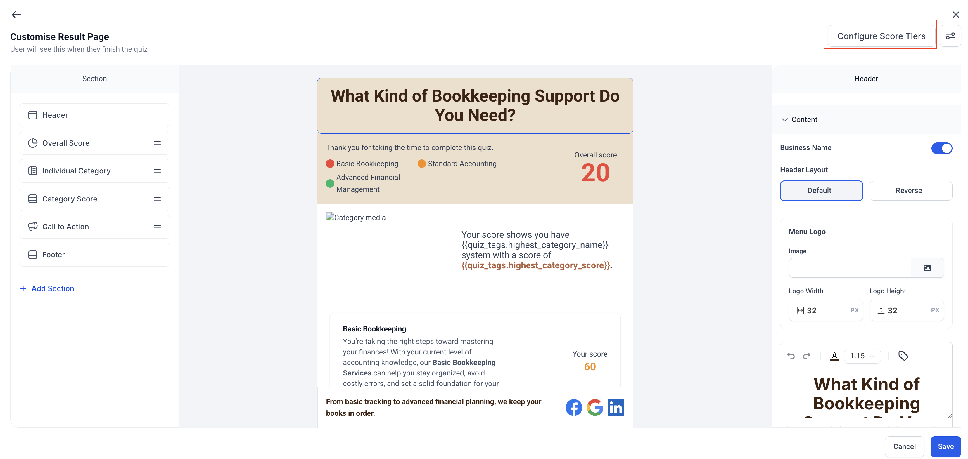 Understanding Score Tiers in Quizzes – Where to Configure Score Tiers