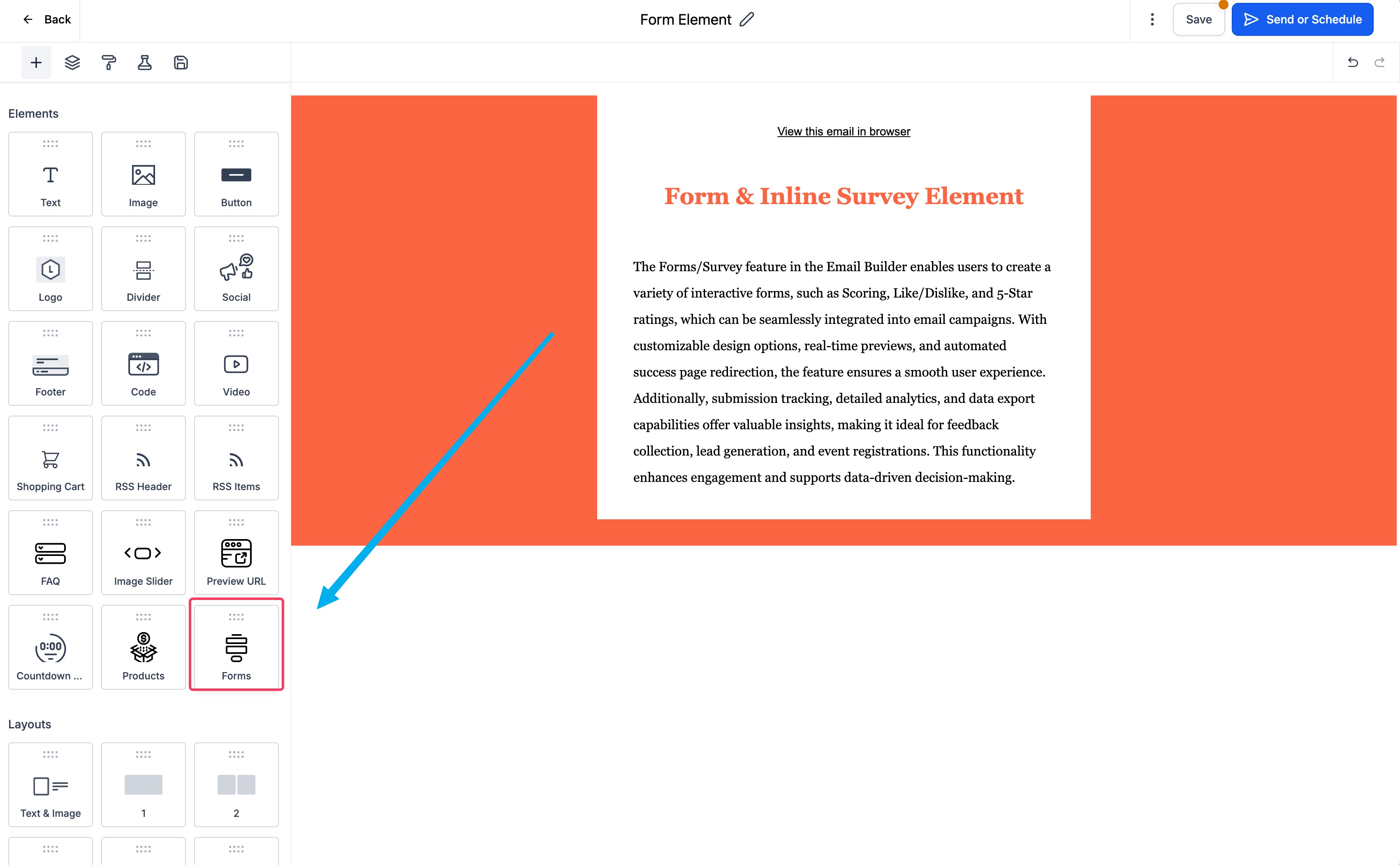 Using the Inline Forms/ Surveys Element in email campaign – How to Use:
