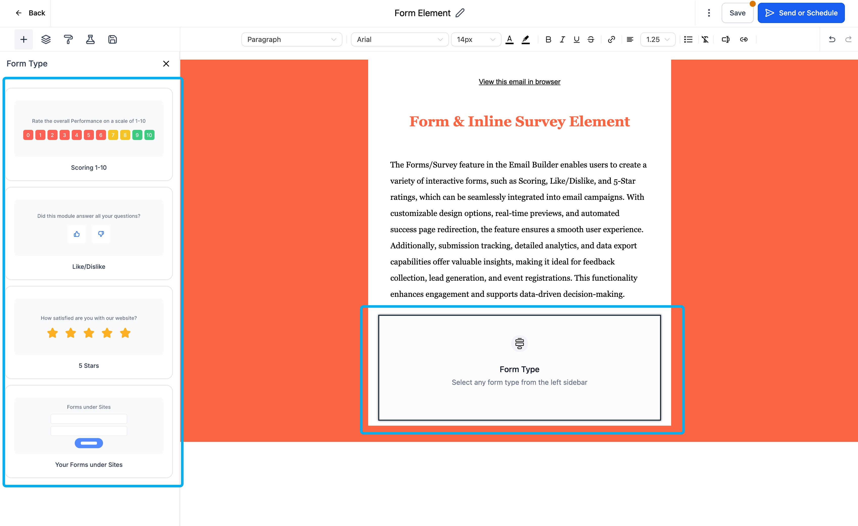Using the Inline Forms/ Surveys Element in email campaign – How to Use: