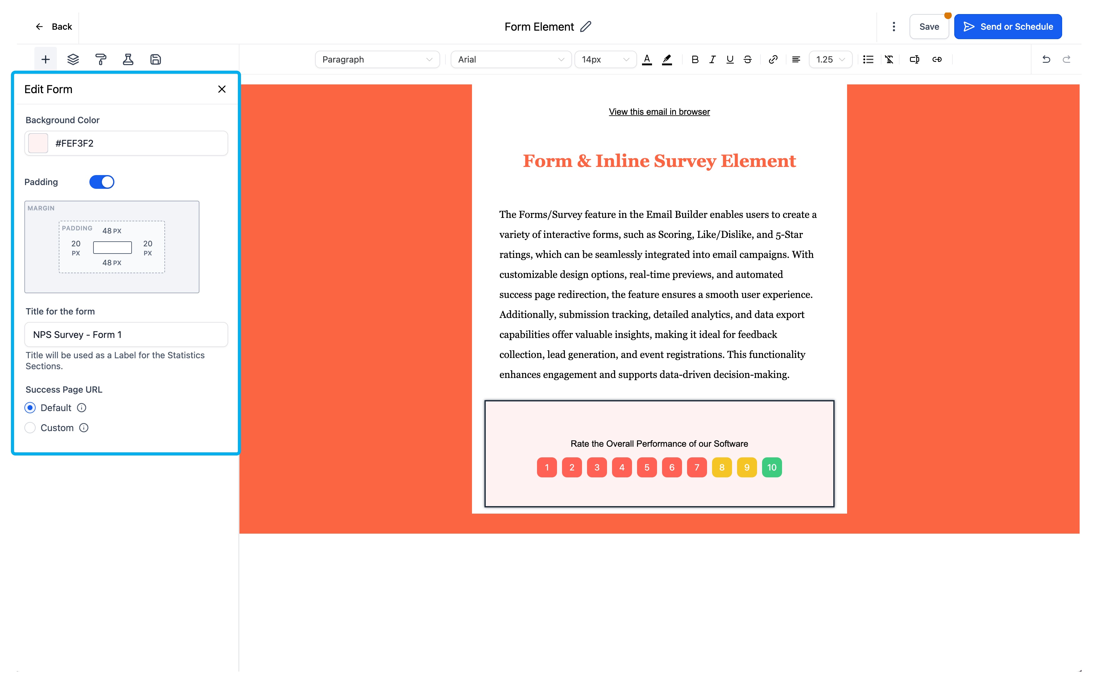 Using the Inline Forms/ Surveys Element in email campaign – How to Use: