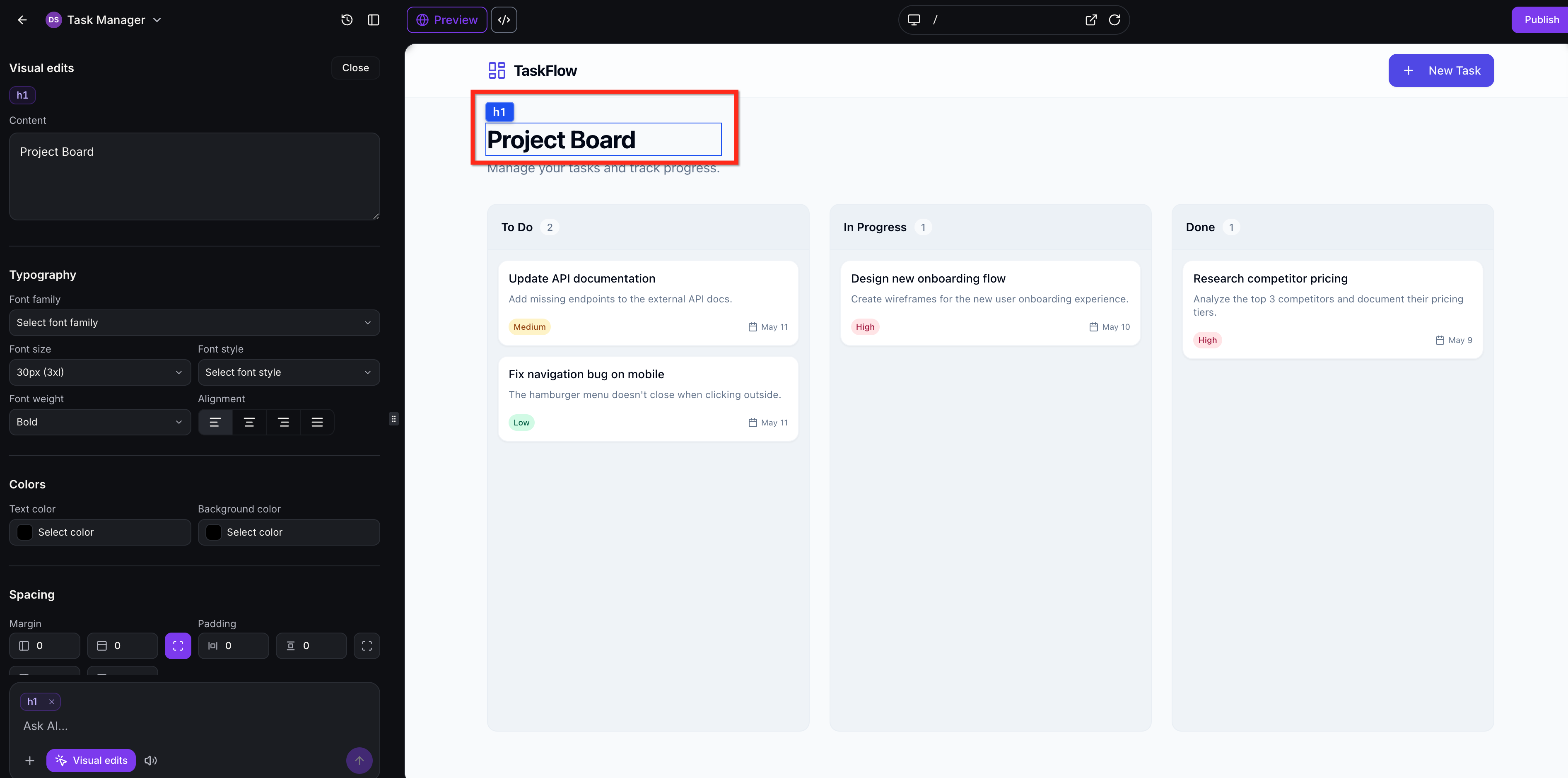 Visual Edits in AI Studio – How To Enter Visual Edit Mode