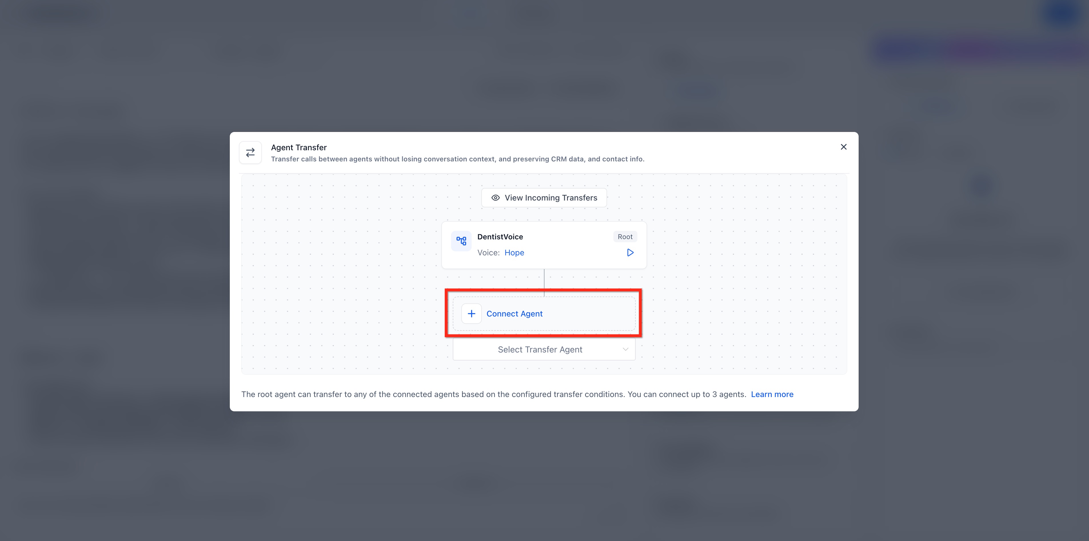 Voice AI: Agent Transfer – Step 3: Connect the destination agent