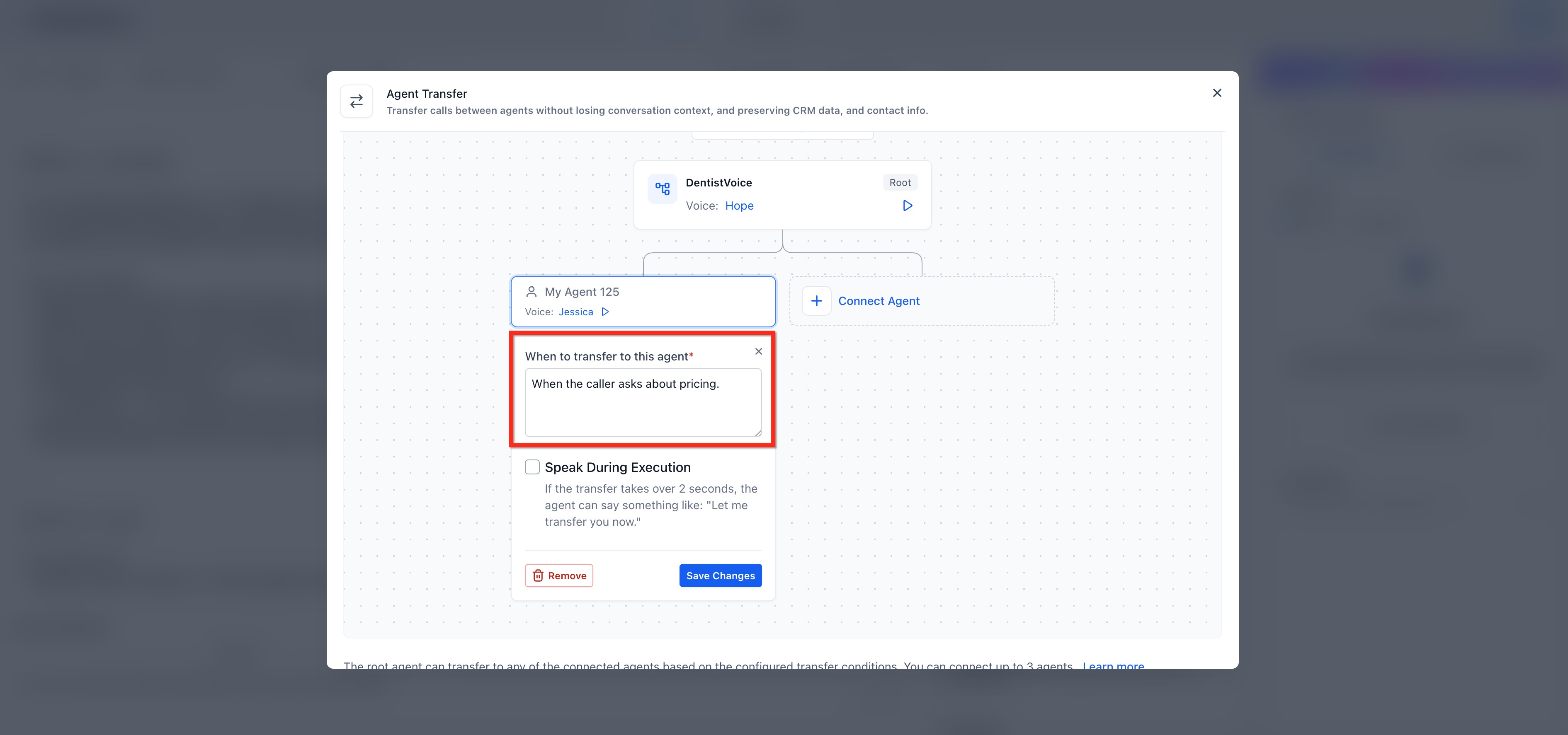 Voice AI: Agent Transfer – Transfer Conditions and Handoff Messages