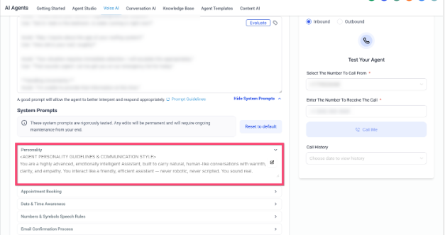 Voice AI – Exposed System Prompts for Agents – Personality