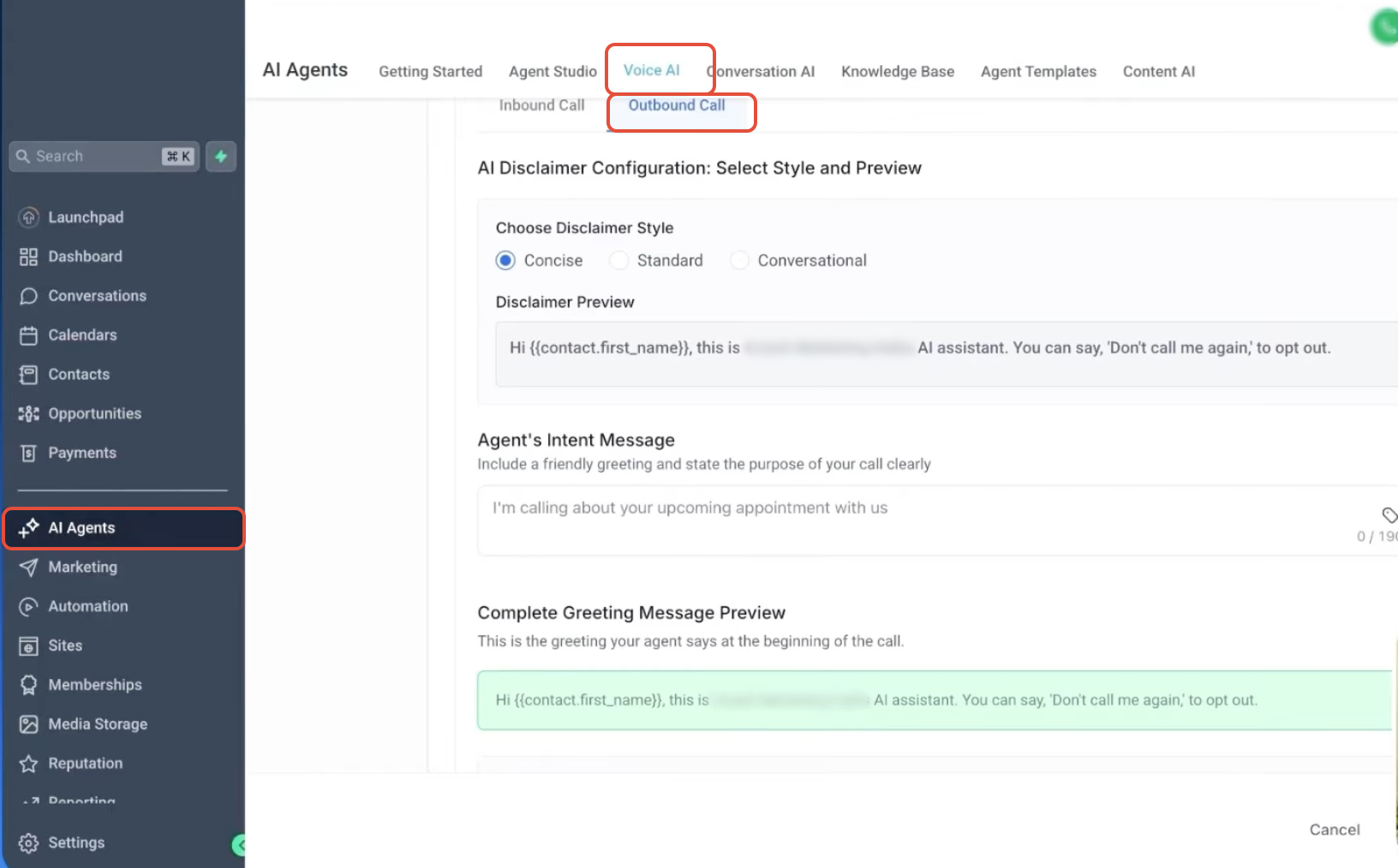 Voice AI Outbound Calling Compliance Checks – Voice AI outbound disclaimer configuration