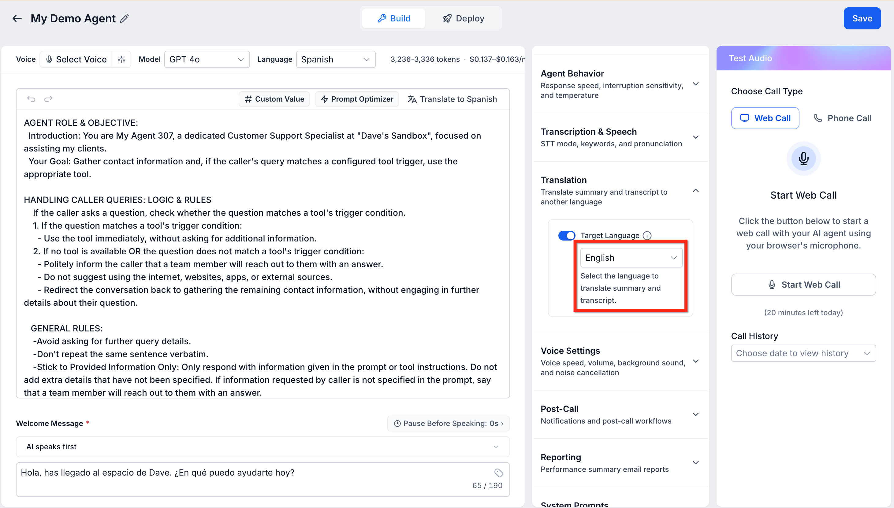 Voice AI: Translation Service for Call Transcript & Summary – How to Enable Translation in Agent Setup
