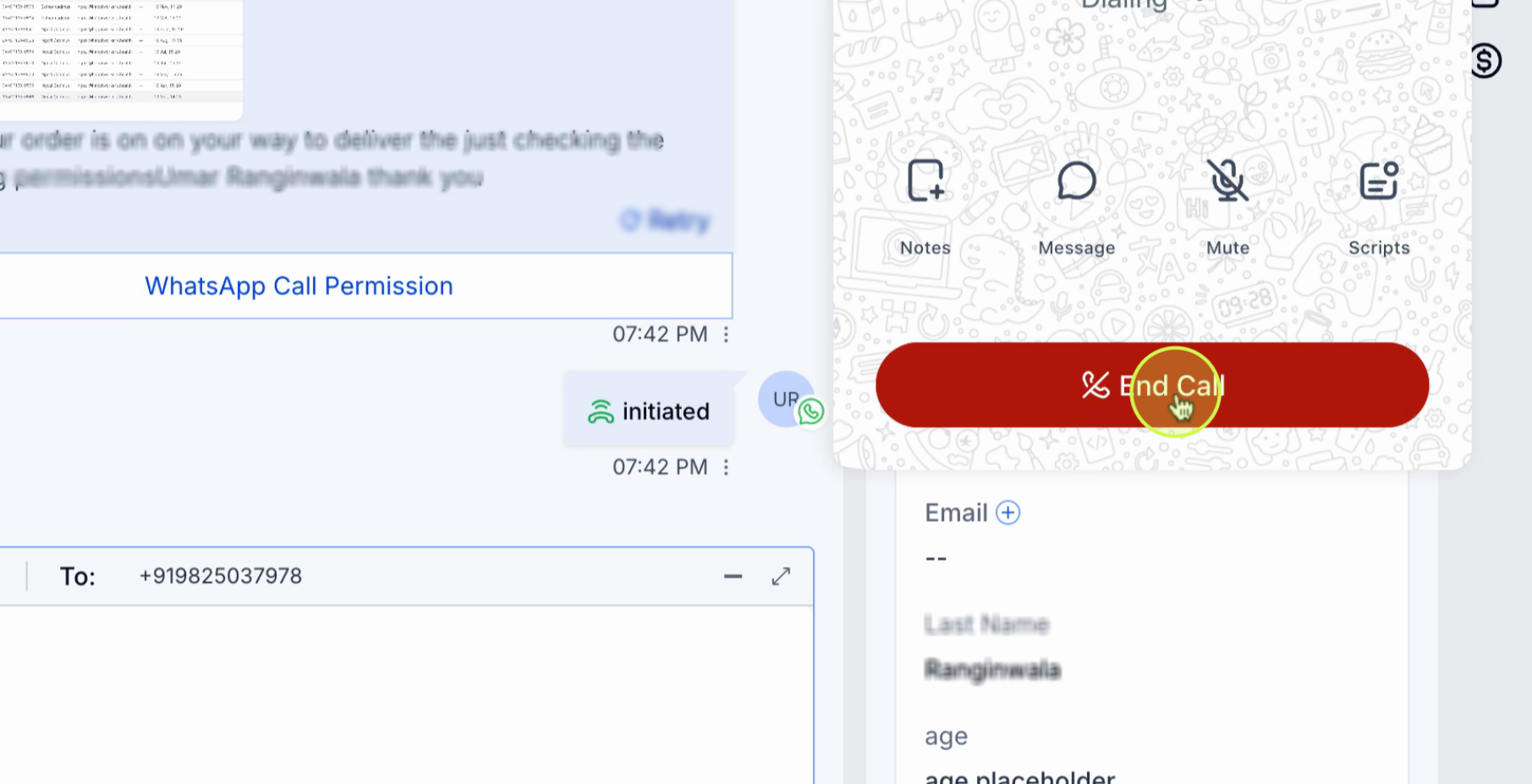 WhatsApp Calling – Step 4 When making or receiving a call, you will see options to end the call and add dispositions to log the…