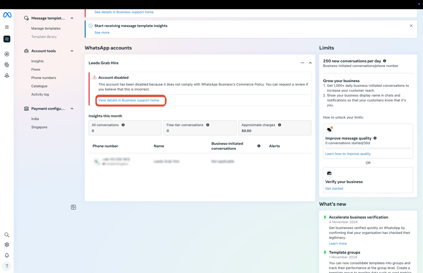 Whatsapp Error: Your WhatsApp Business account is locked. To unlock your account, visit Business Support Home – Step 1: Submit an Appeal via Meta Business Manager
