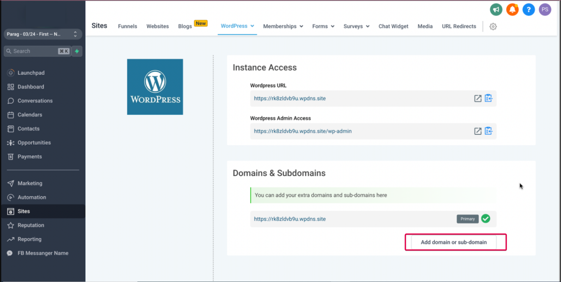 WordPress – Adding Domains for your site – a) Adding new Root domain as your Primary Domain: