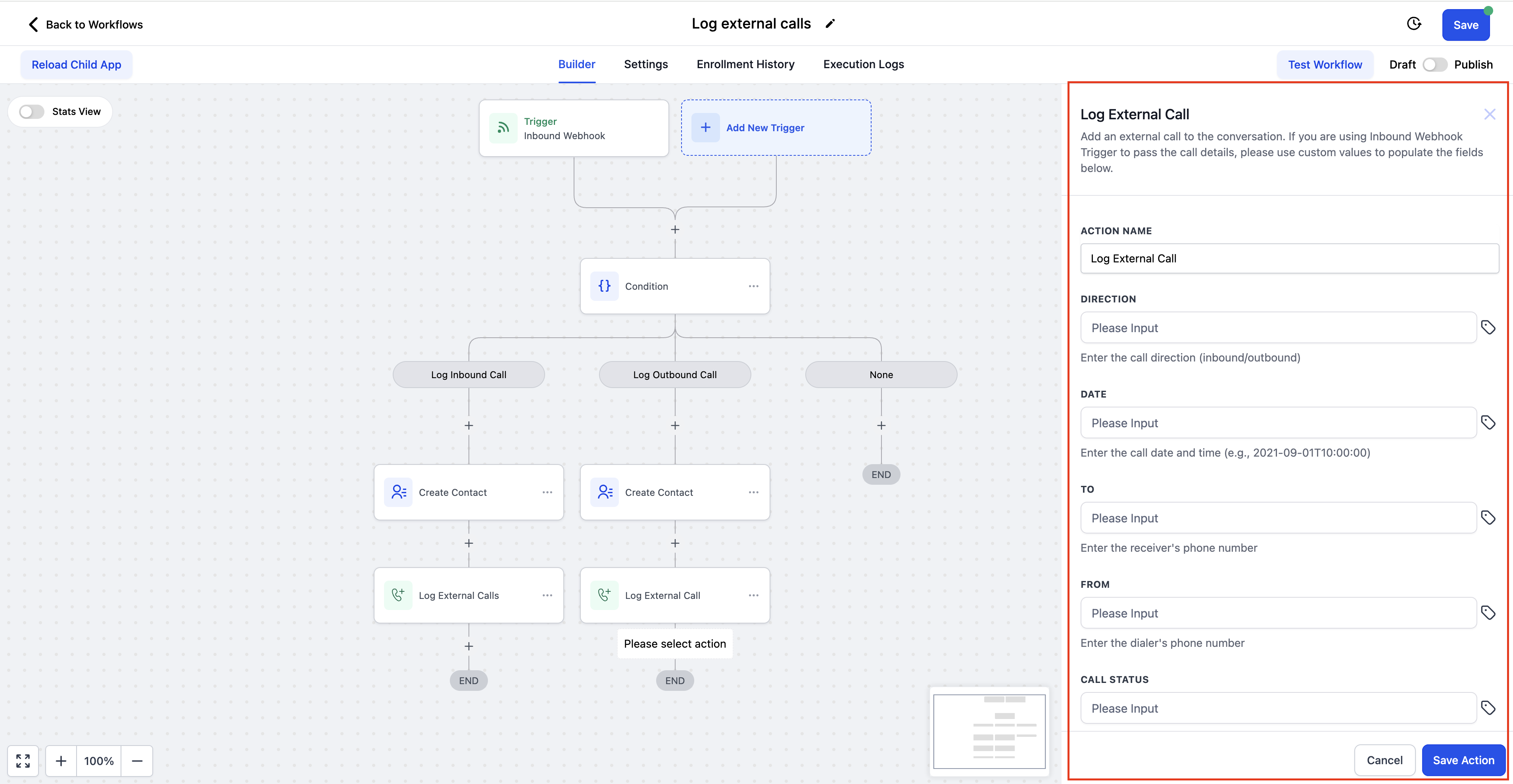 Workflow Action – Log External Call – How to use this action?