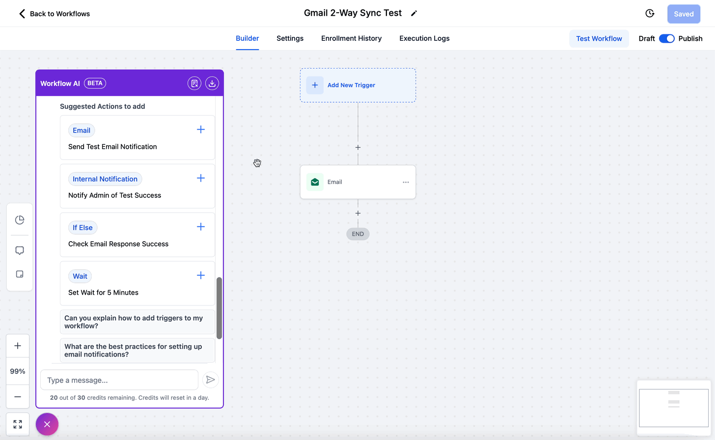 Workflow AI Assistant – Step 3: Add Trigger or Action to Workflow