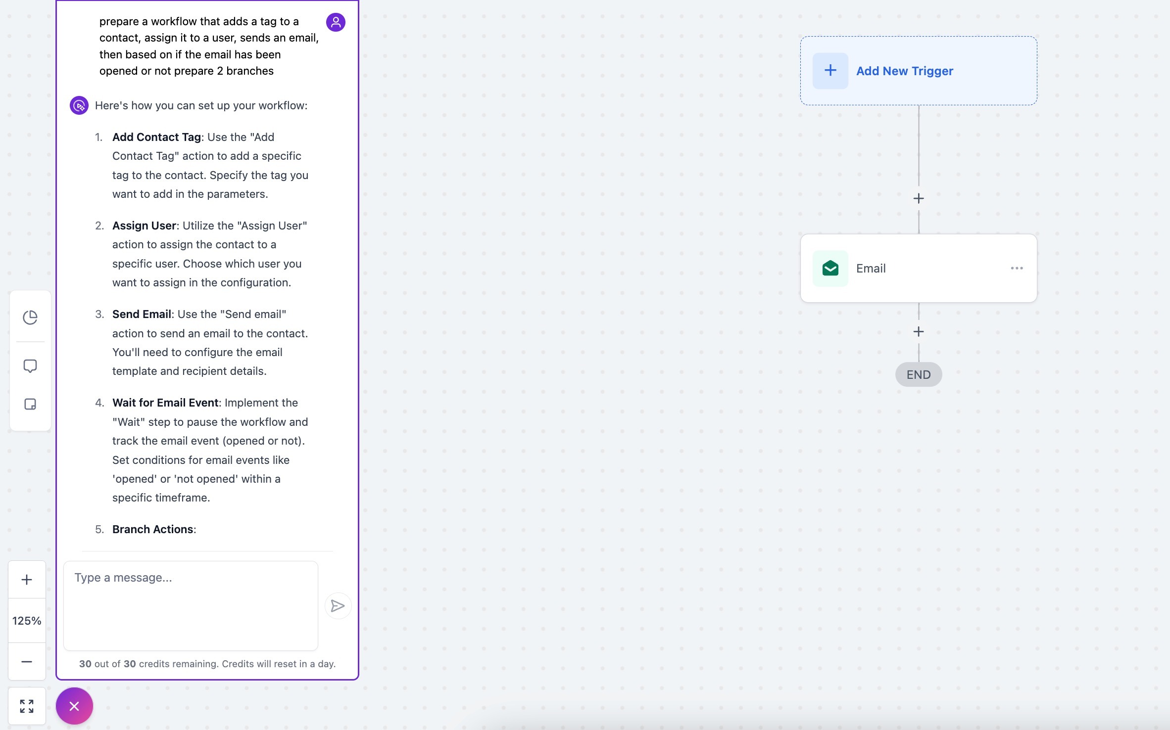 Workflow AI Assistant – Step 3: Add Trigger or Action to Workflow