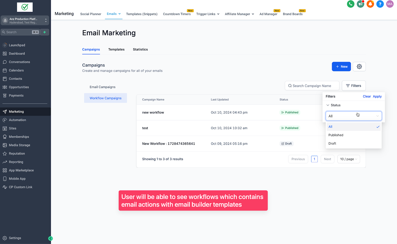 Workflow Email Actions Included in Statistics – Note: