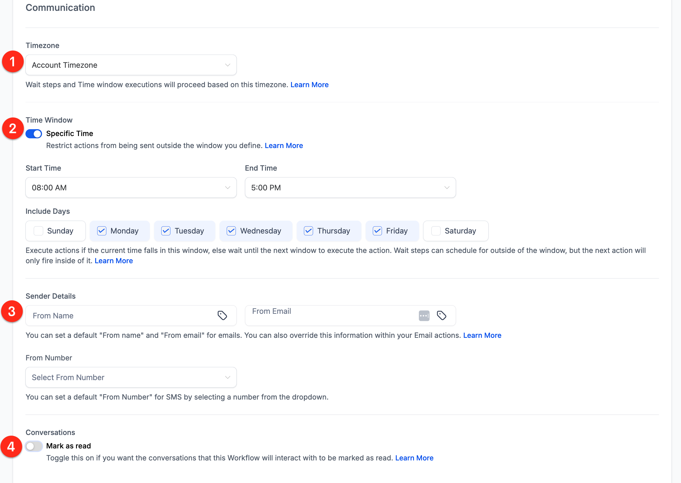 Workflow Settings – Overview – Communication Settings