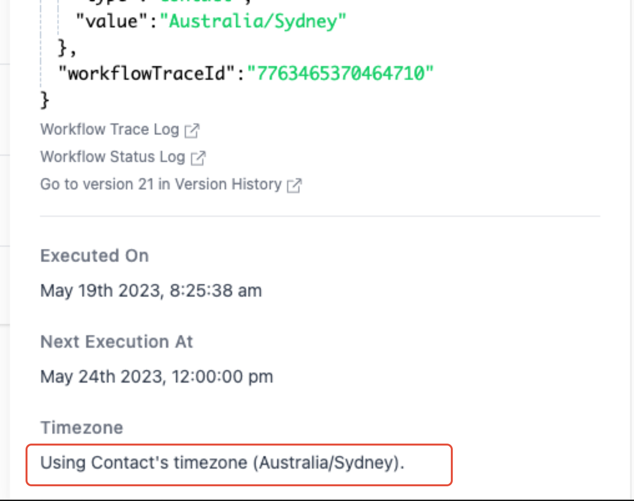Workflow Settings – Overview – Timezone