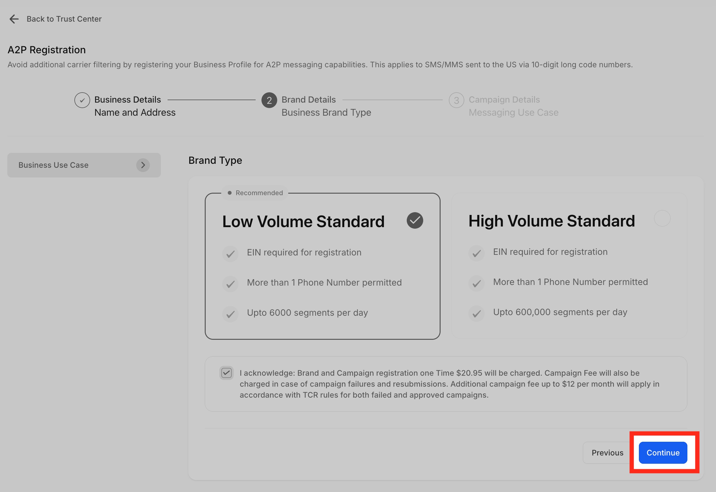 Brand Registration Step by Step Guide and FAQs – Click "Continue" to proceed ahead.