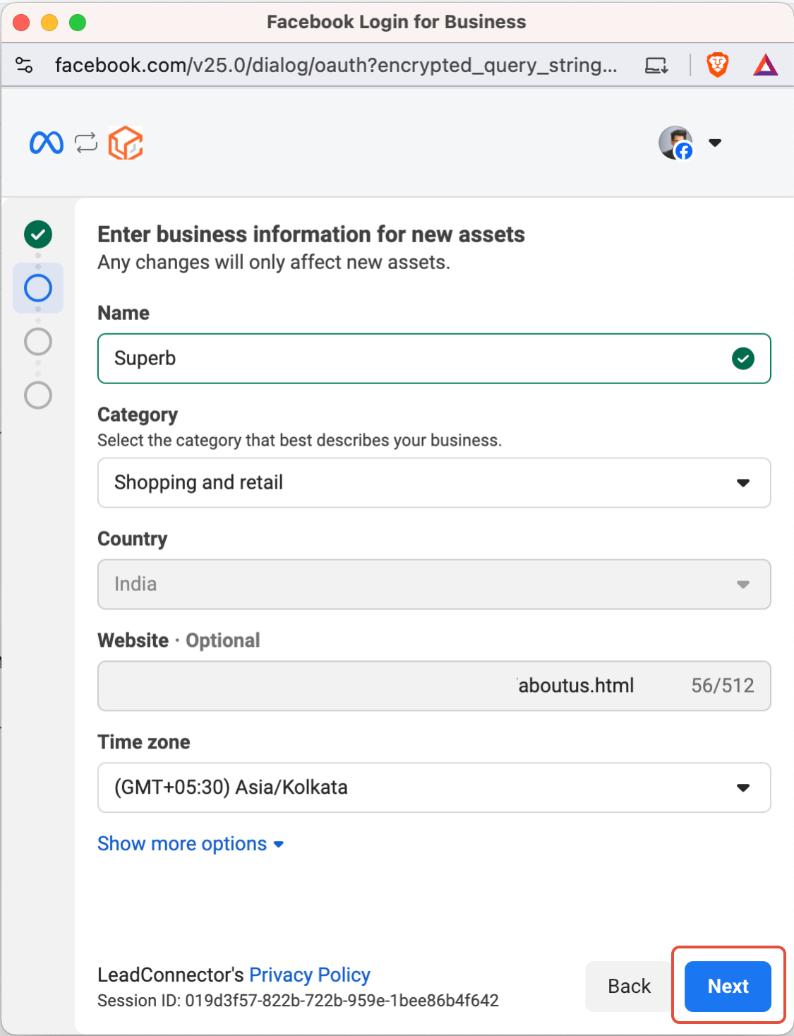 How to Enable WhatsApp in your account? – Fill in all required business information accurately, then click Next.