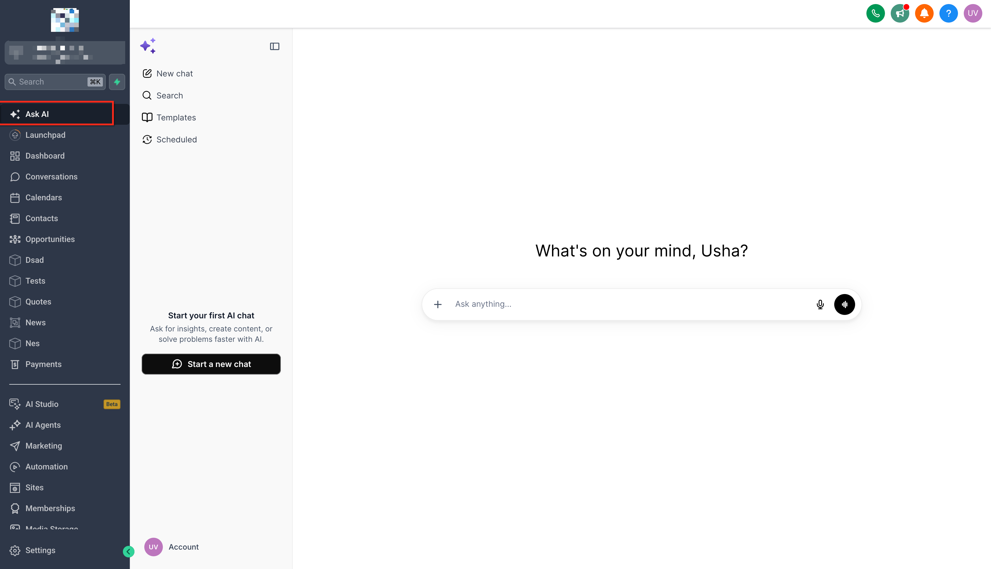 Build and Deploy Conversation AI Bots With Ask AI – Step 1: Open Ask AI