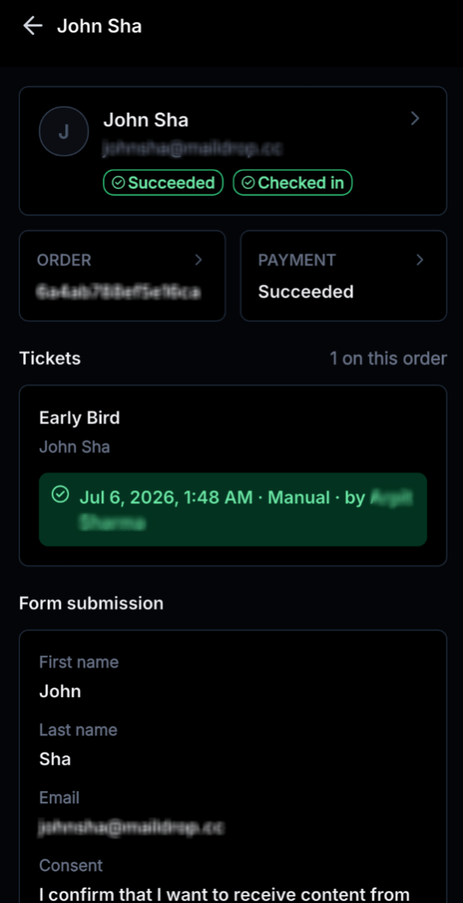 Check-in Experience for In Person Events – Manual Check-in