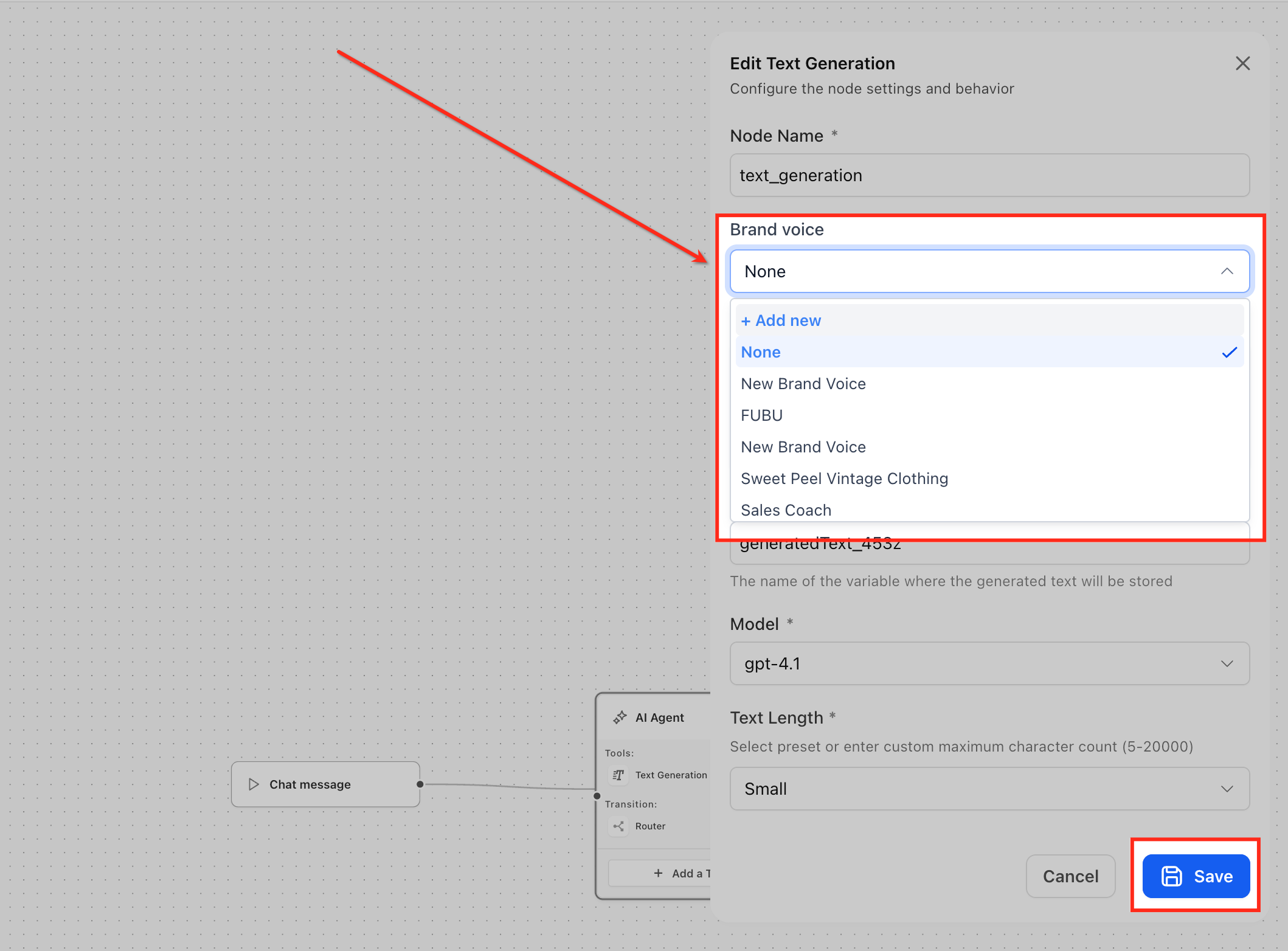 How to Use Brand Voice and Brand Kit in Agent Studio – Step 3: Select Your Brand