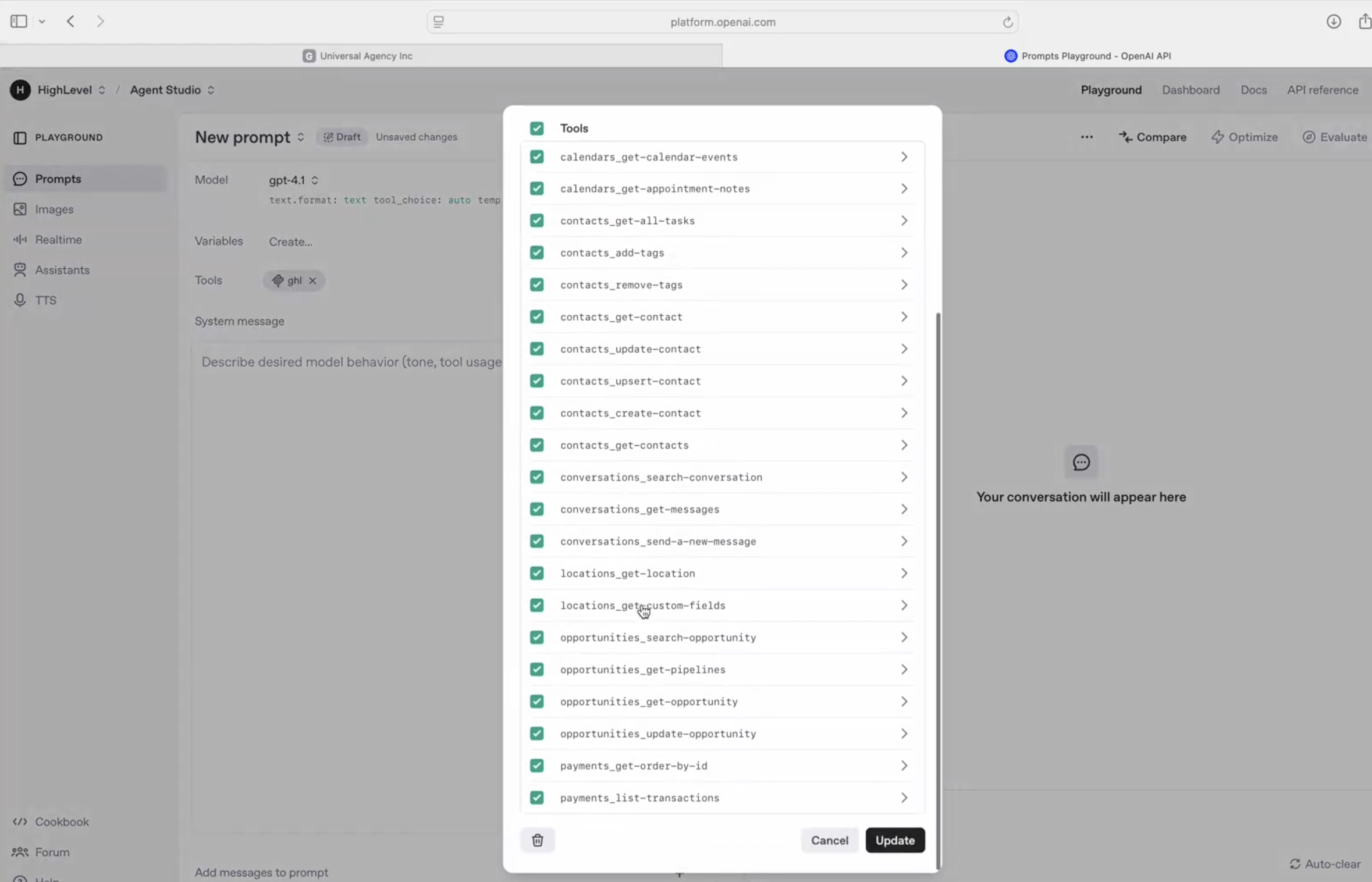 MCP Server: Connect AI Agents to Your Account – Conversation tools available through an MCP connection