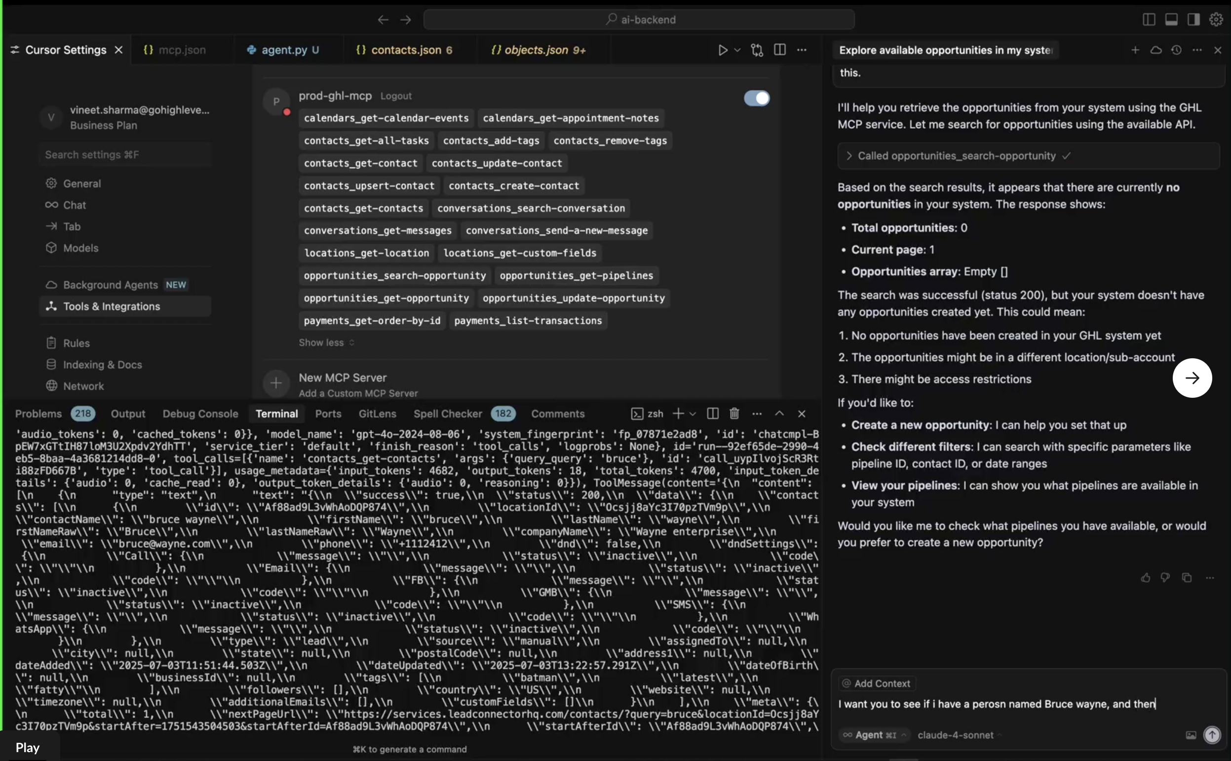 MCP Server: Connect AI Agents to Your Account – Opportunity tools available through an MCP connection