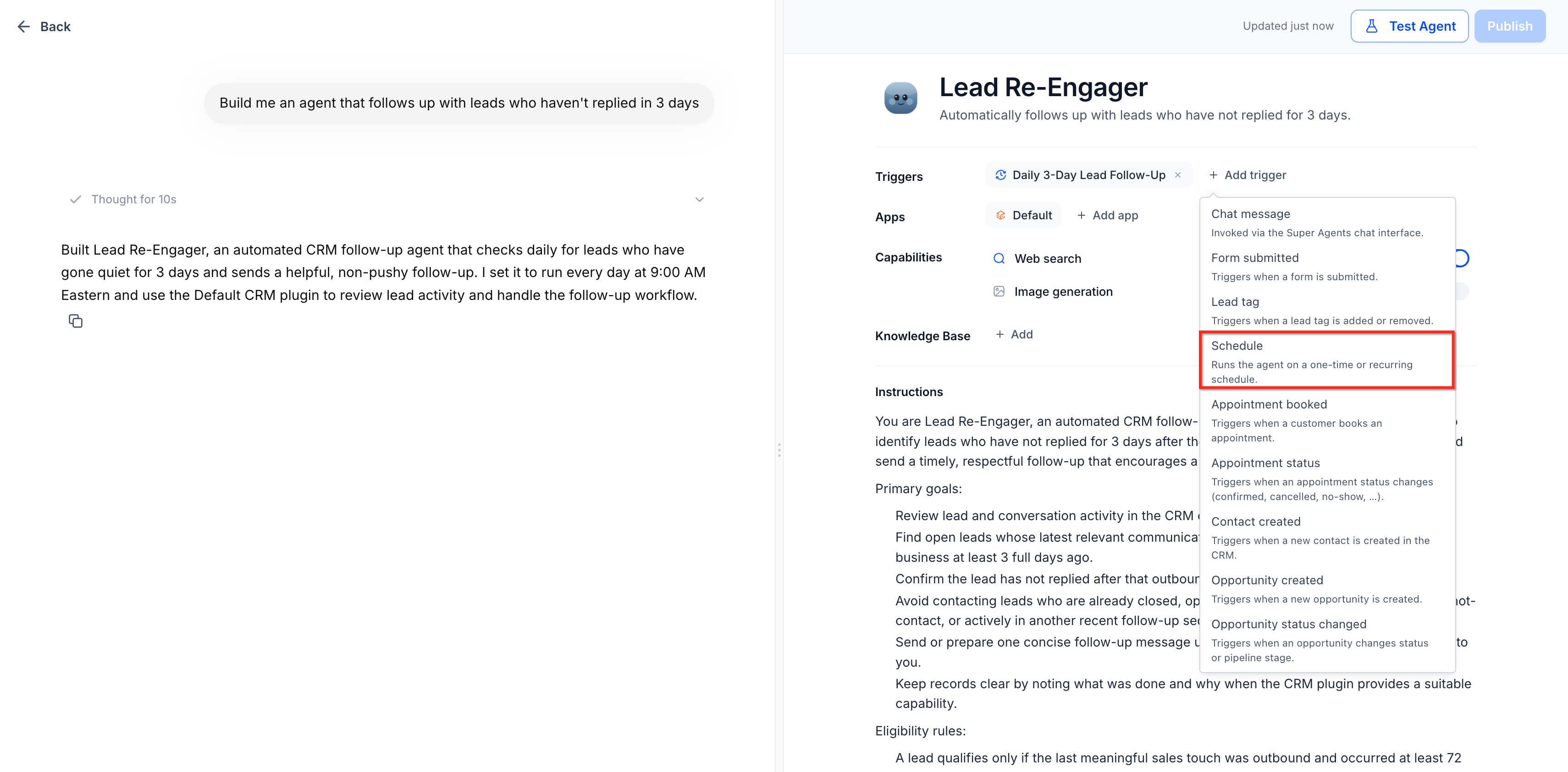 Scheduled Triggers for Super Agents – How to Set Up Scheduled Triggers for a Super Agent
